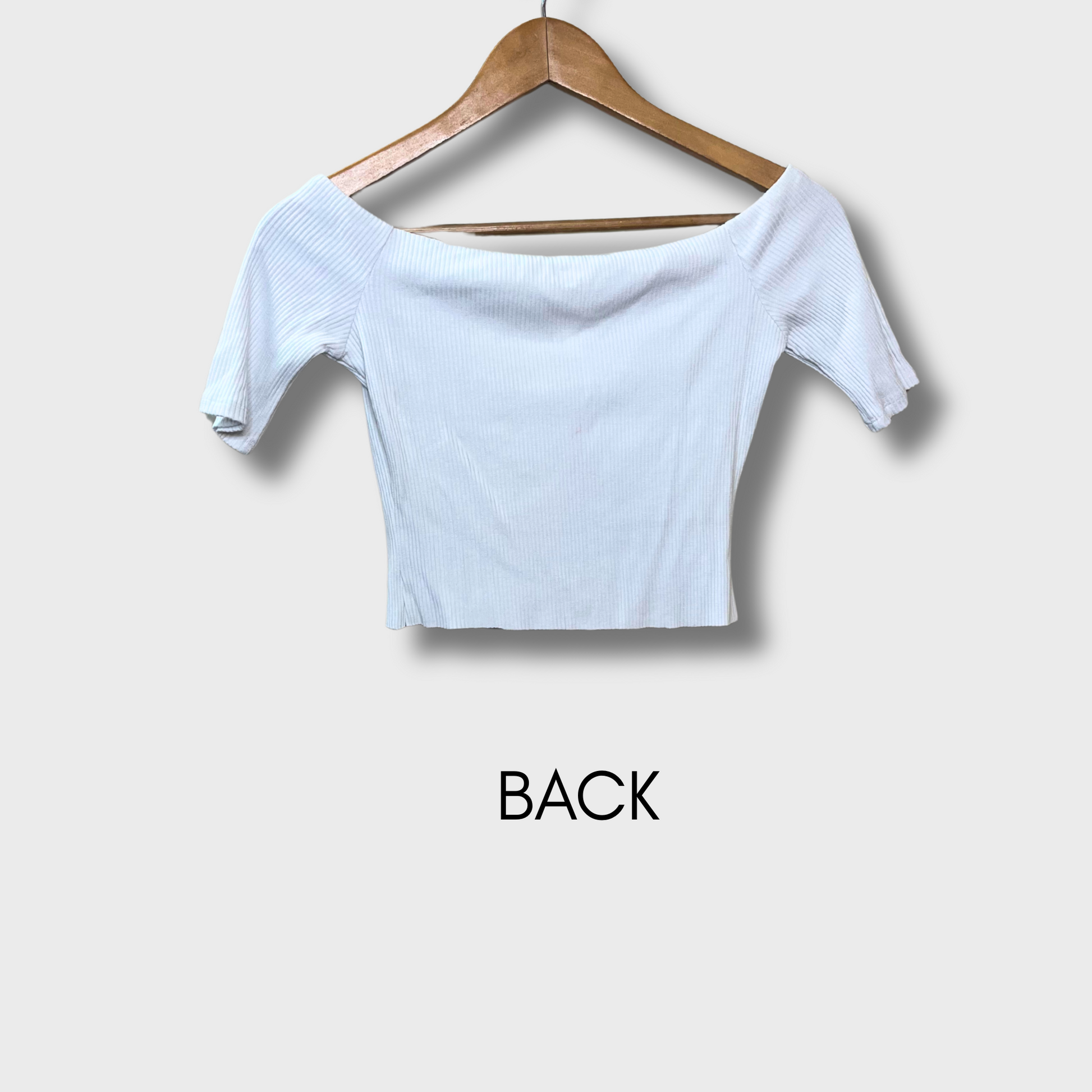 Women’s Ribbed Crop Top – White Boat Neck | XS Size | H&M Essential Wardrobe Staple
