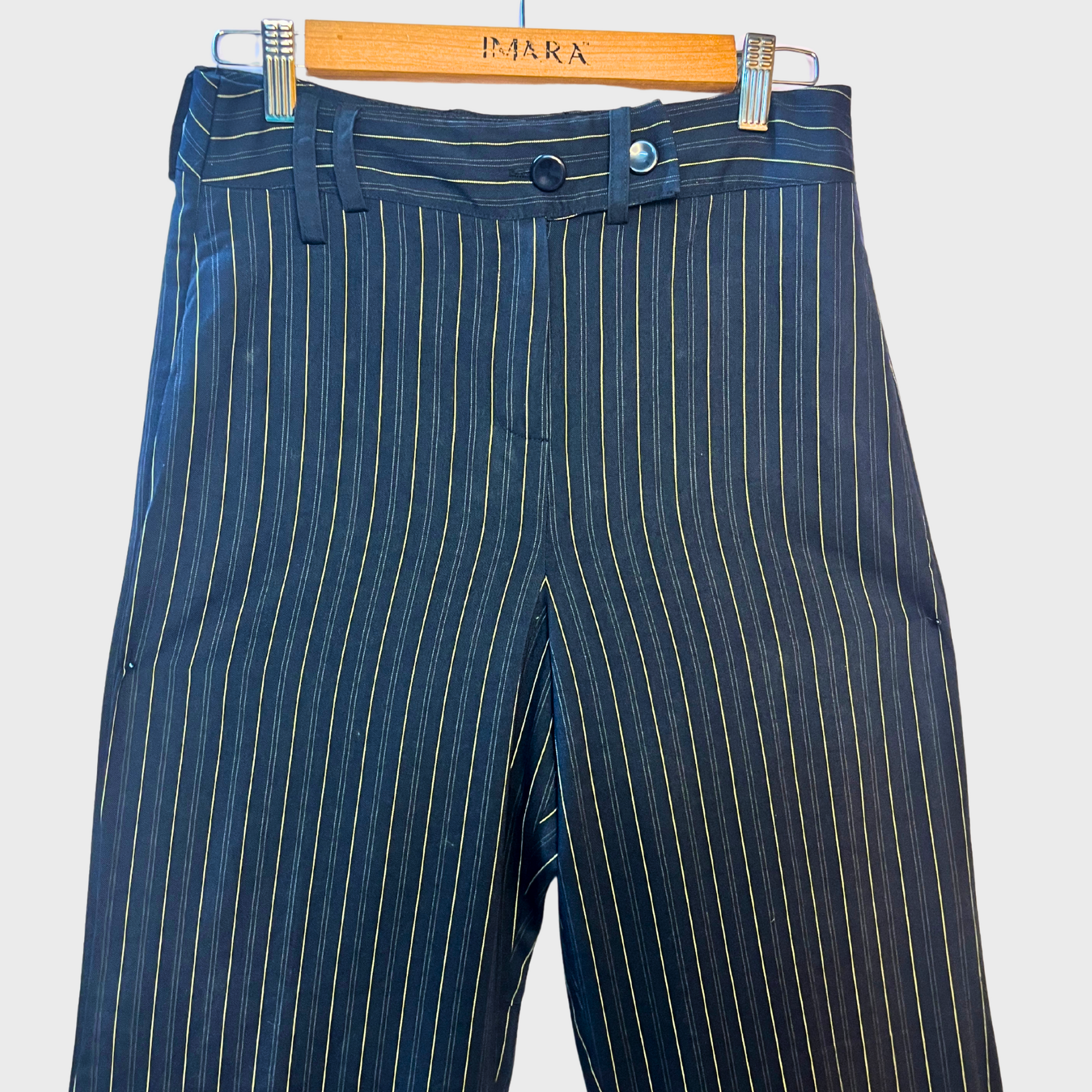 Women’s Navy Blue Striped Office Trousers – Size 28 Waist | Scott Taylor Dressy Workwear