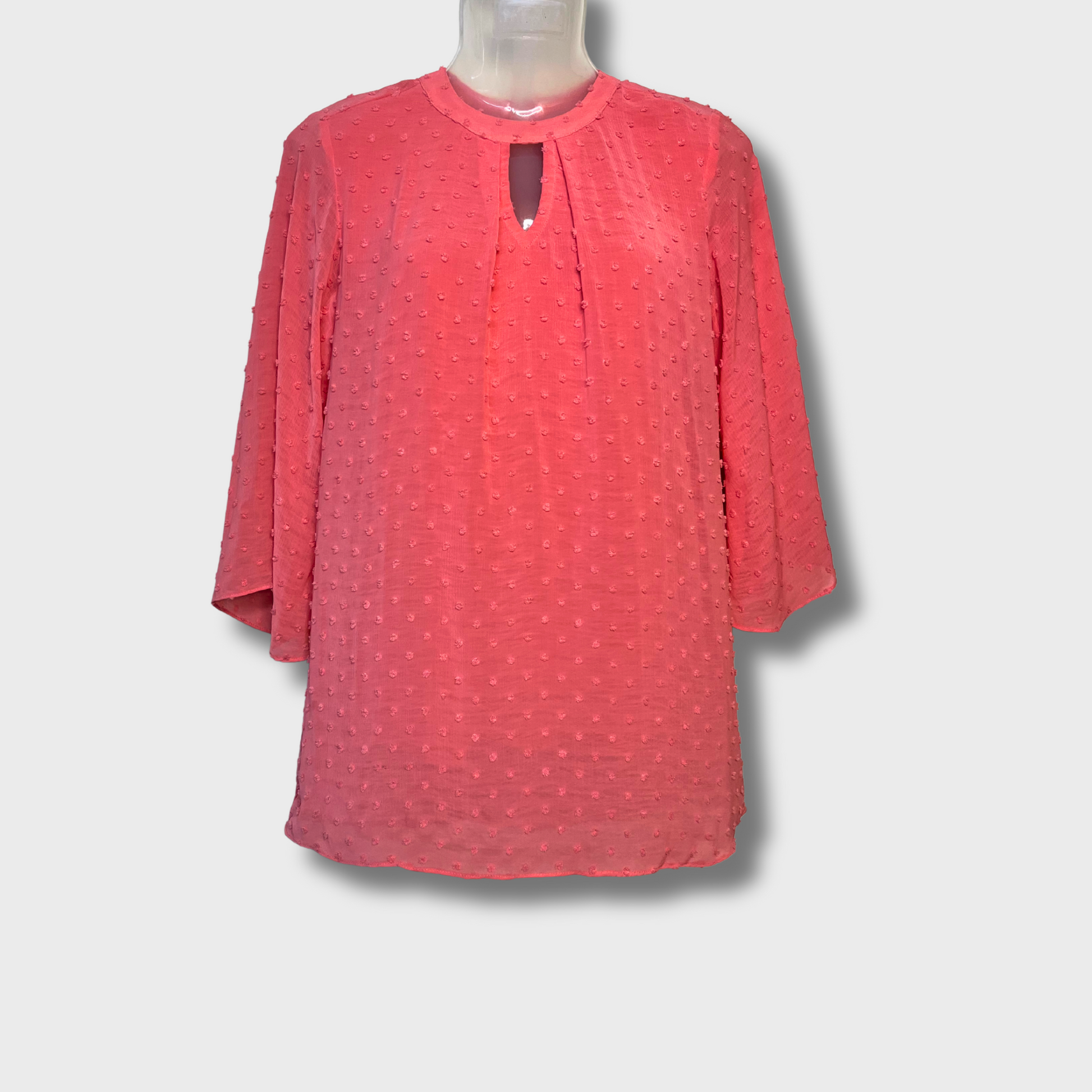 Women's Fluorescent Pink Top – Belle Sleeves & Cute Cut-Out Neckline | AND