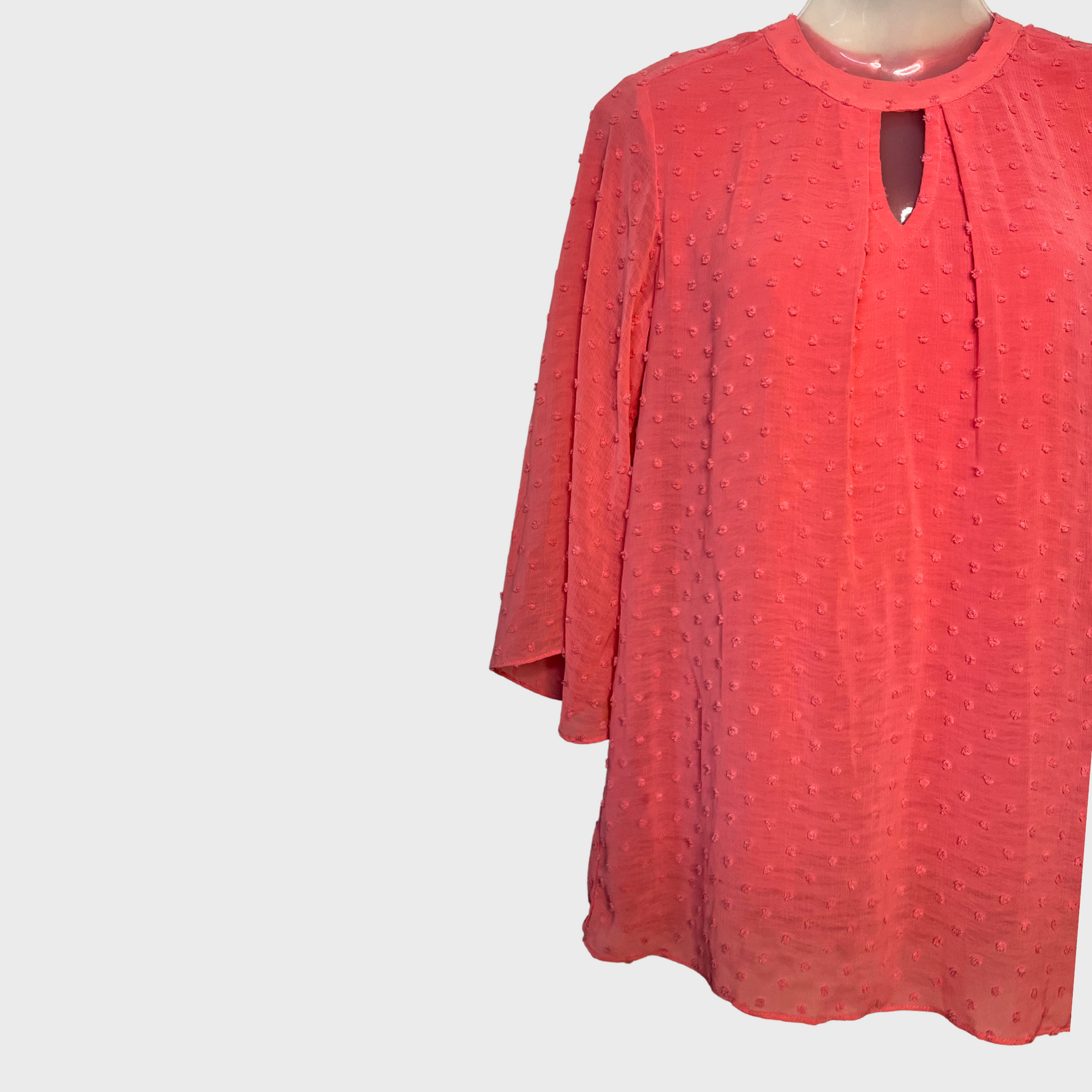Women's Fluorescent Pink Top – Belle Sleeves & Cute Cut-Out Neckline | AND