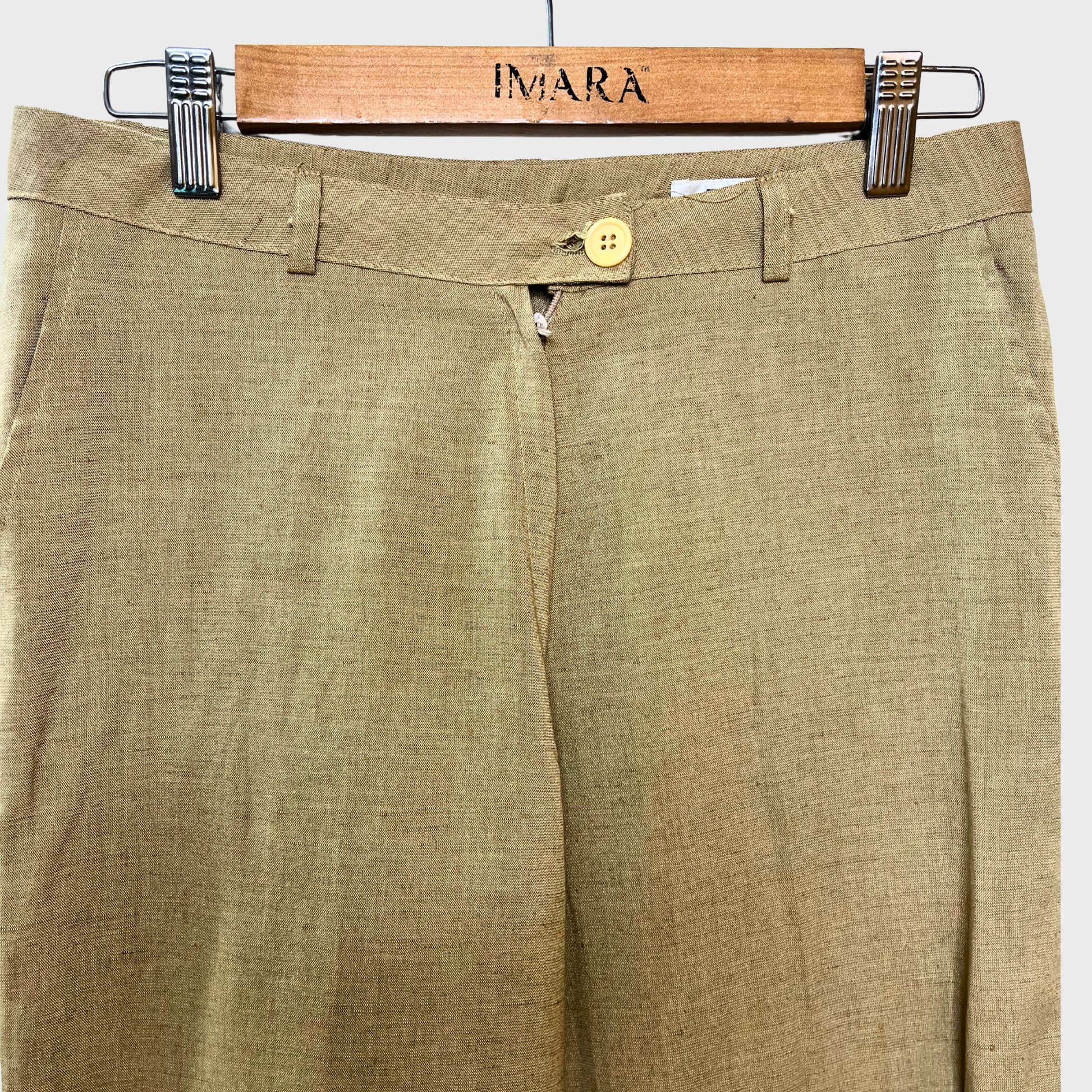 Mustard Khadi Pants for Women – Wide-Legged & Breathable | Size 28 | ZZANG