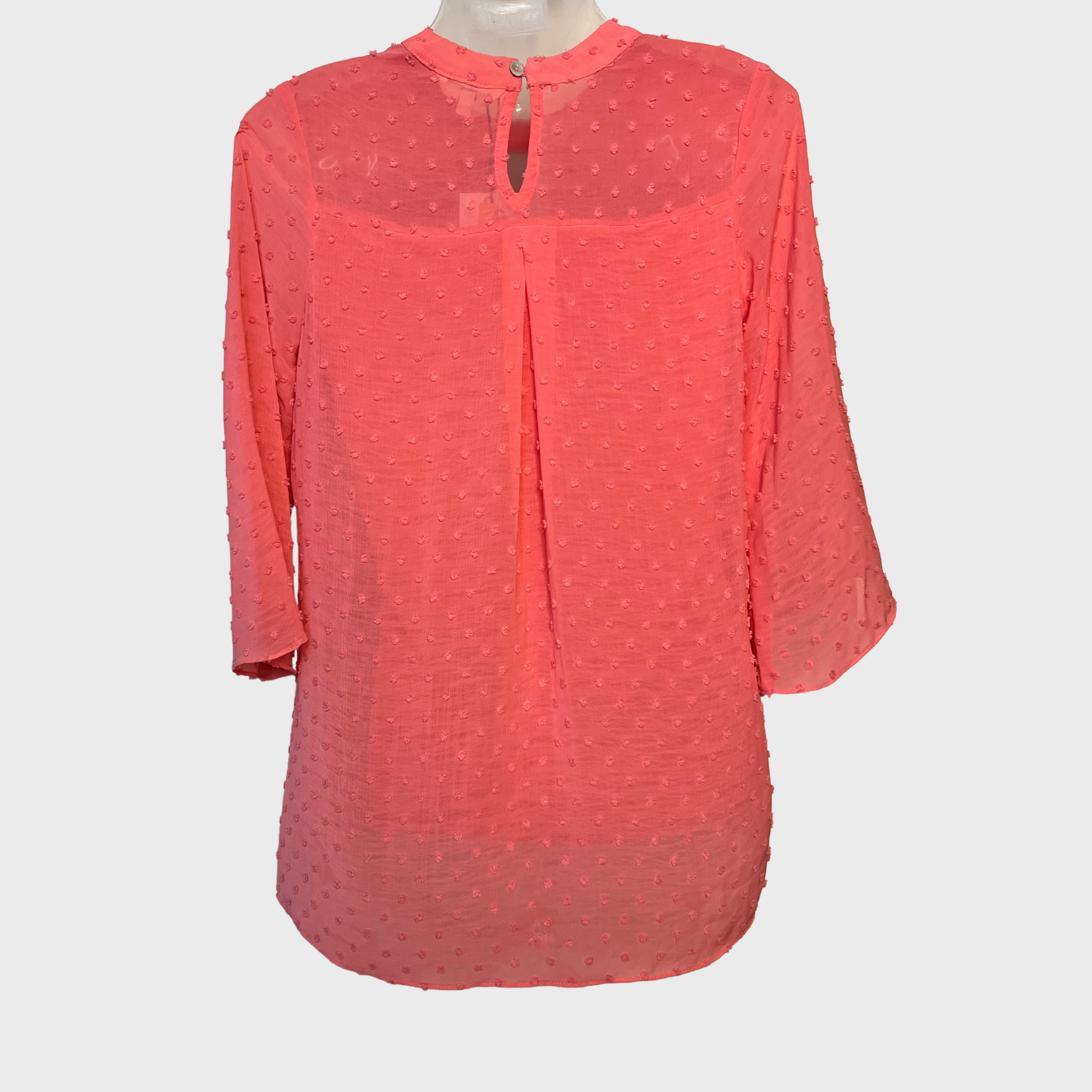 Women's Fluorescent Pink Top – Belle Sleeves & Cute Cut-Out Neckline | AND