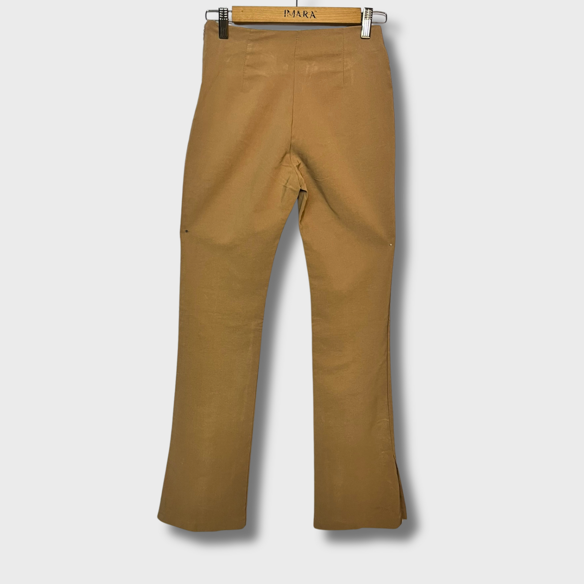 Women’s Semi-Formal Light Brown Trousers – High-Waisted, Slit at the bottom Size 26 Waist | Snatched Fit & Comfort by King Kong