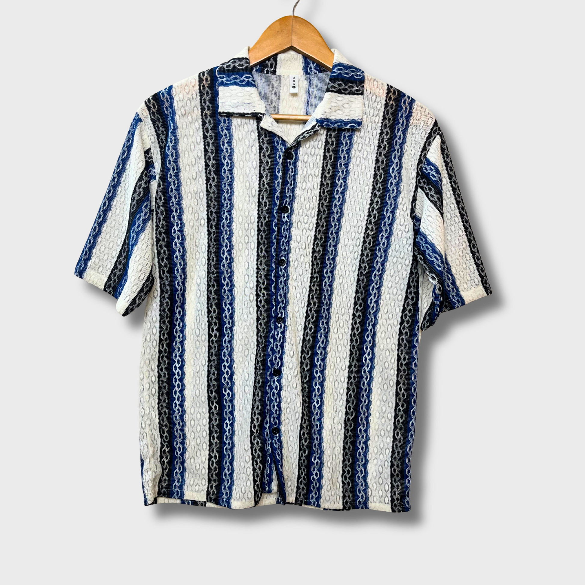 Men’s Informal Breezy Striped Half-Sleeve Shirt – Size L | See-Through & Lightweight by A&A