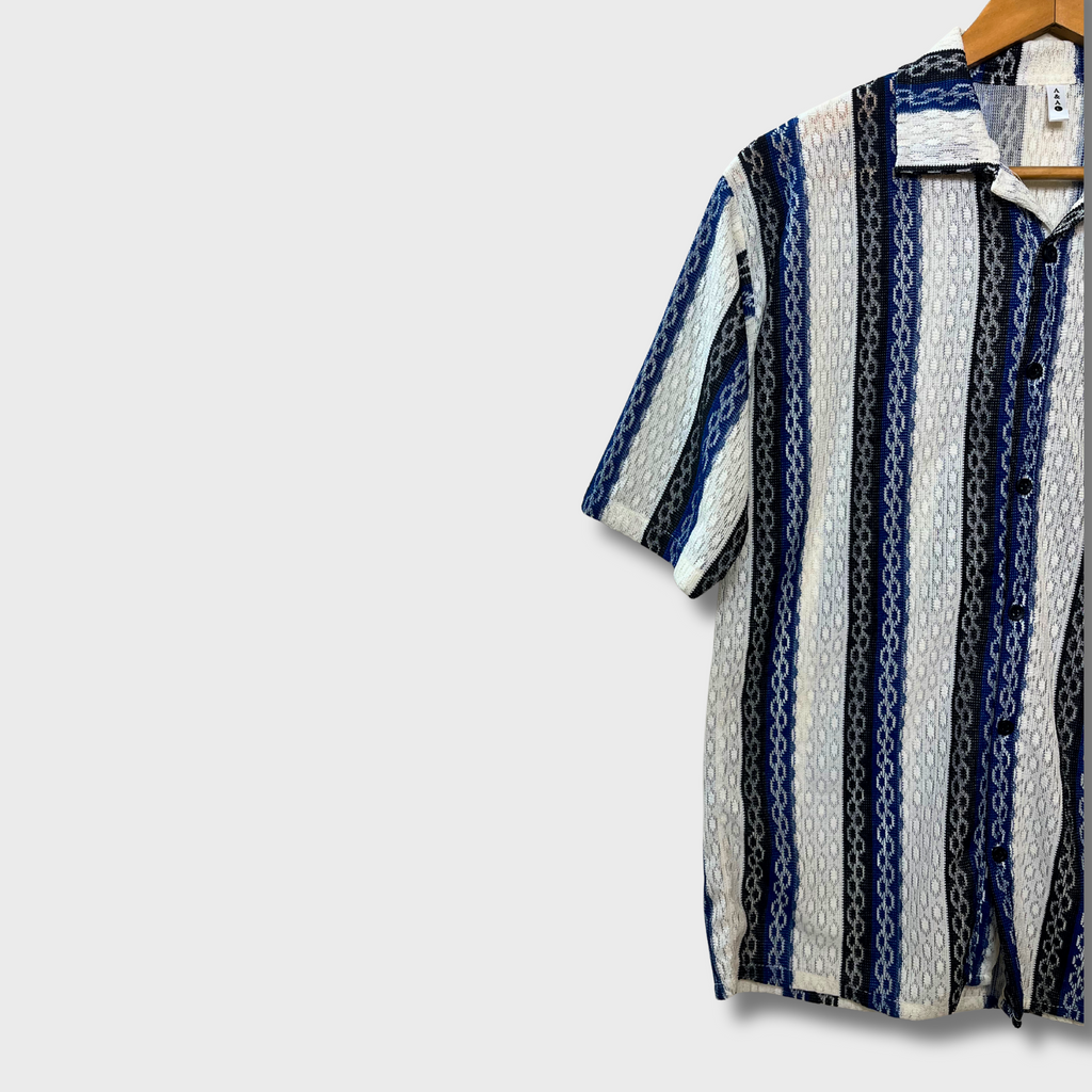Men’s Informal Breezy Striped Half-Sleeve Shirt – Size L | See-Through & Lightweight by A&A