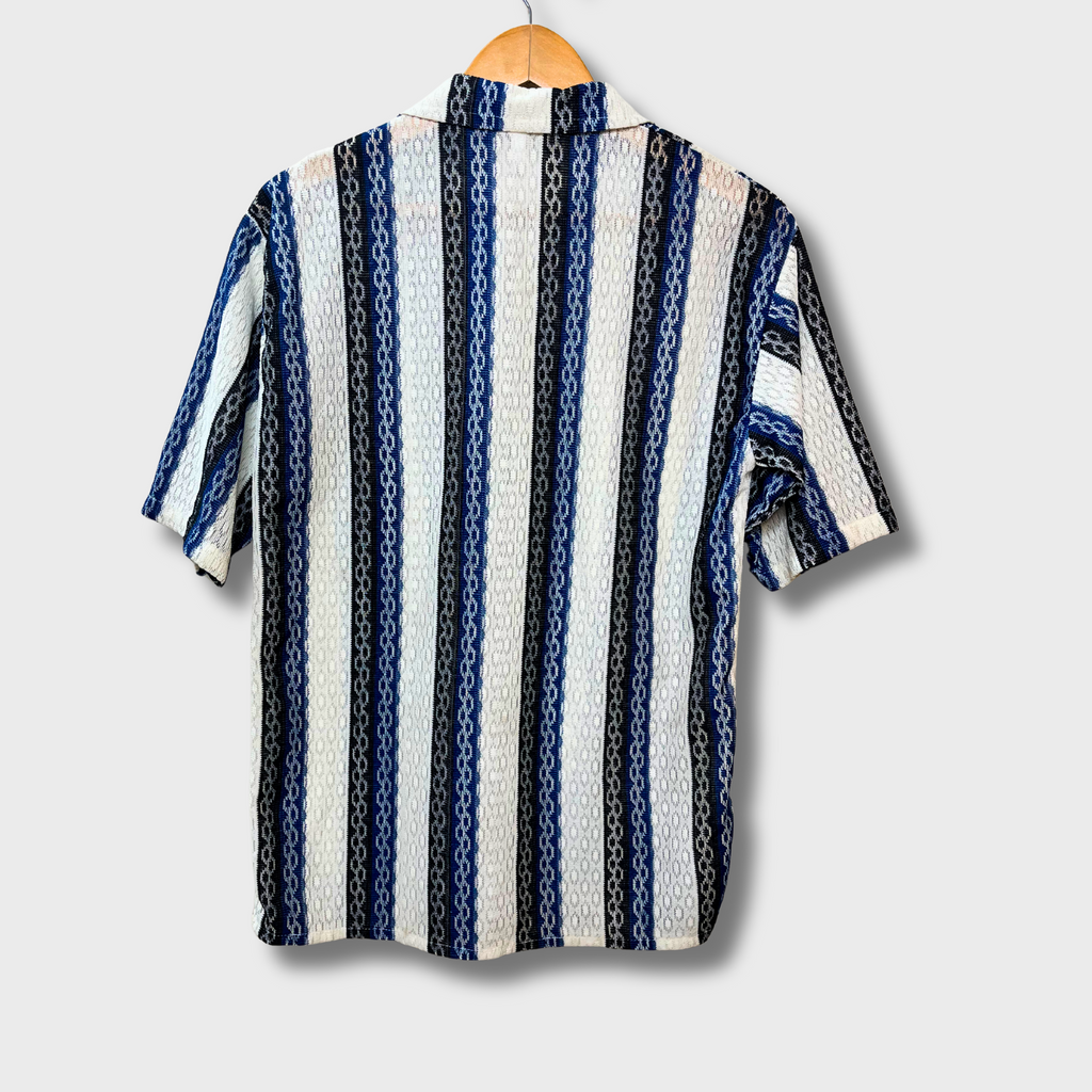 Men’s Informal Breezy Striped Half-Sleeve Shirt – Size L | See-Through & Lightweight by A&A