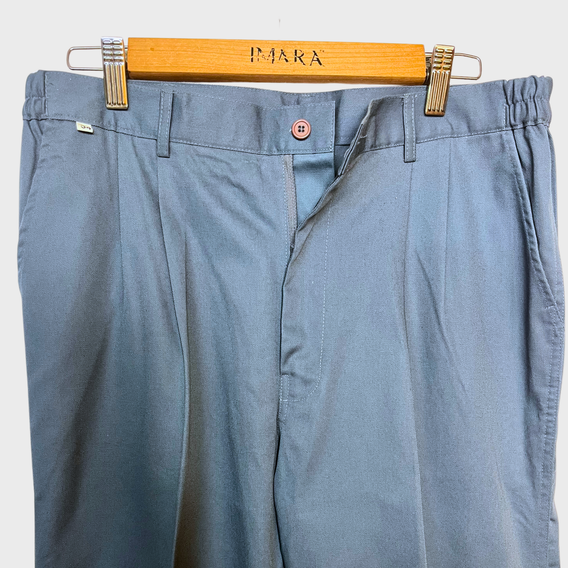 Men’s Teal Blue Trousers – Wide-Legged, Elastic Waist Comfort | Size 34 Waist
