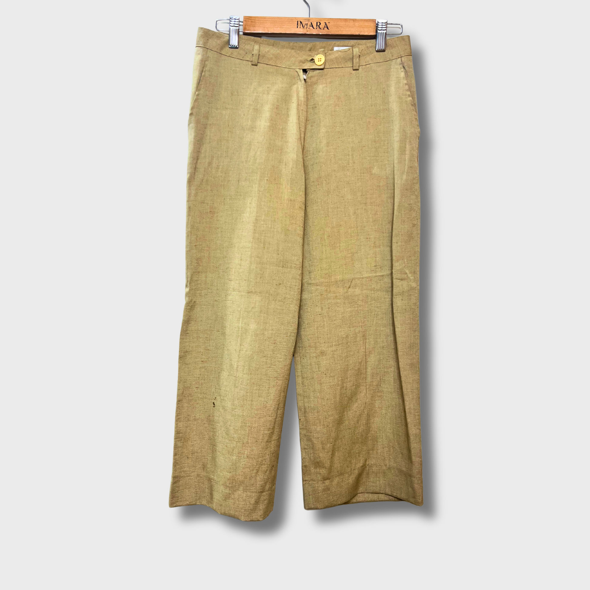 Mustard Khadi Pants for Women – Wide-Legged & Breathable | Size 28 | ZZANG