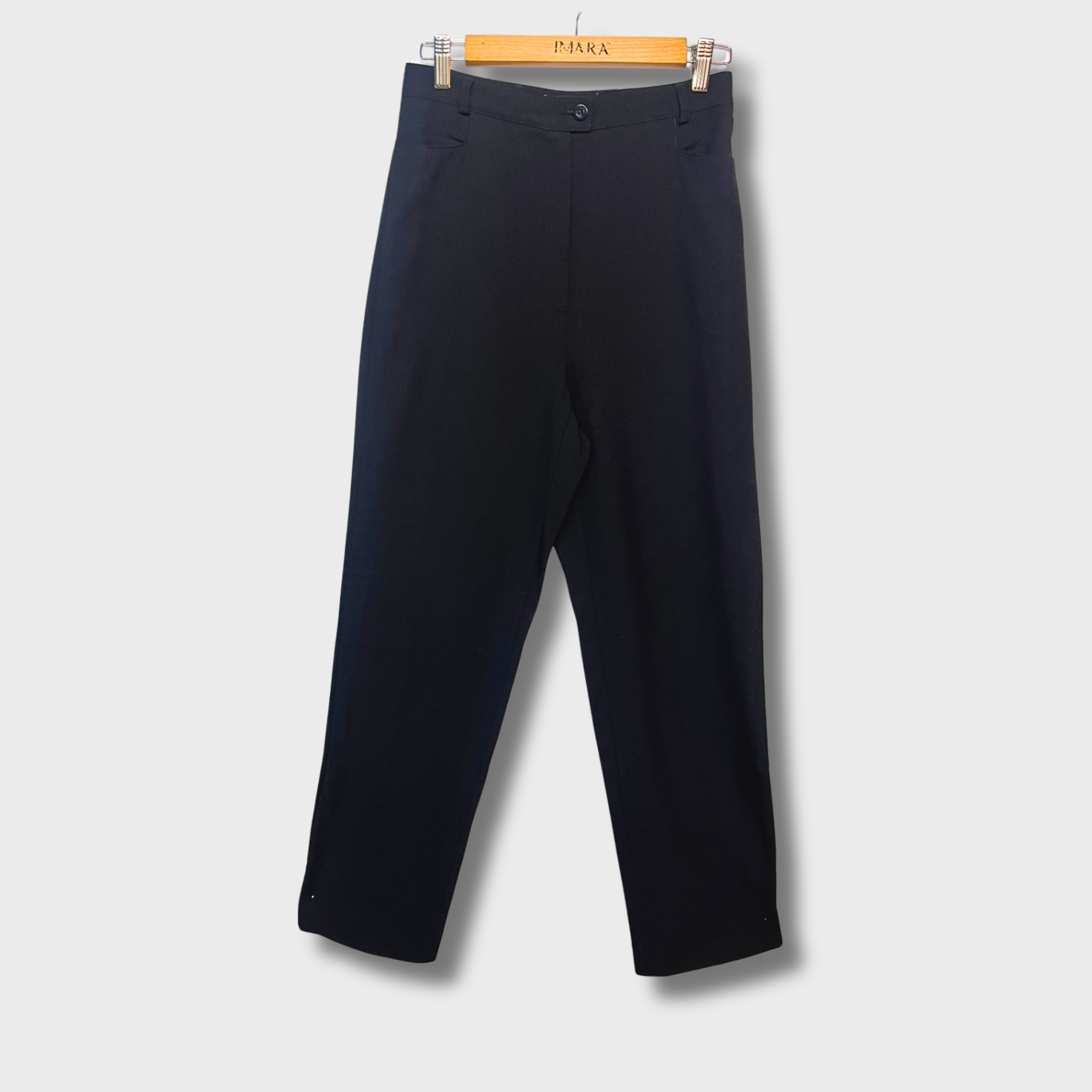 Women’s Formal Black Trousers – Snatched High Waist with Pockets | Size 26 by Avenue Foch