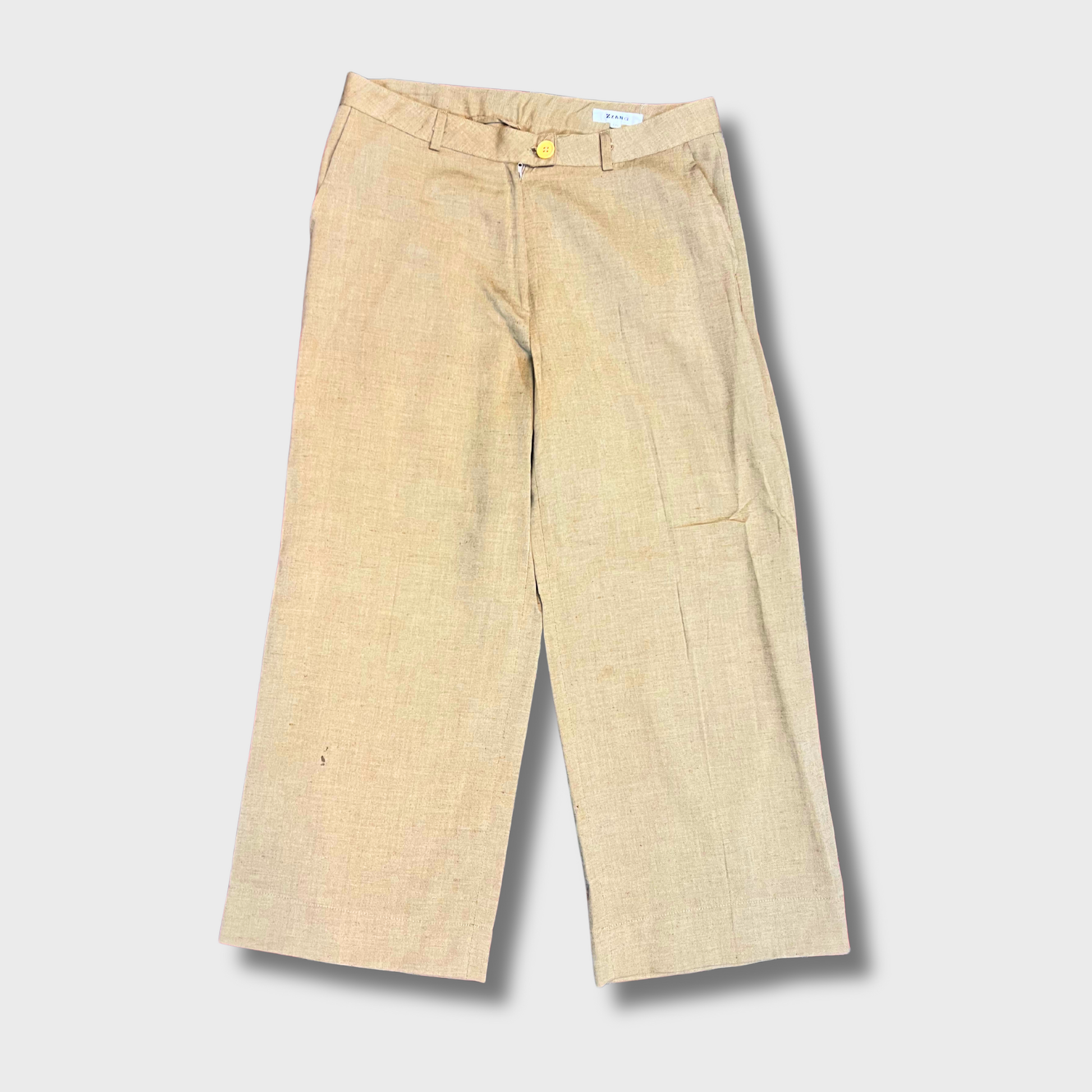 Mustard Khadi Pants for Women – Wide-Legged & Breathable | Size 28 | ZZANG