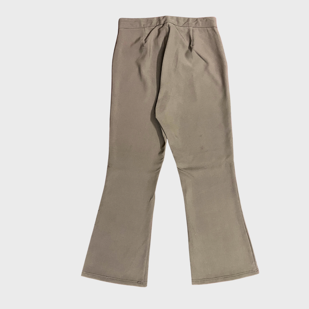 Women’s Flared Trousers in Bark Brown – Stretchy & Comfortable Size 28 | RAON
