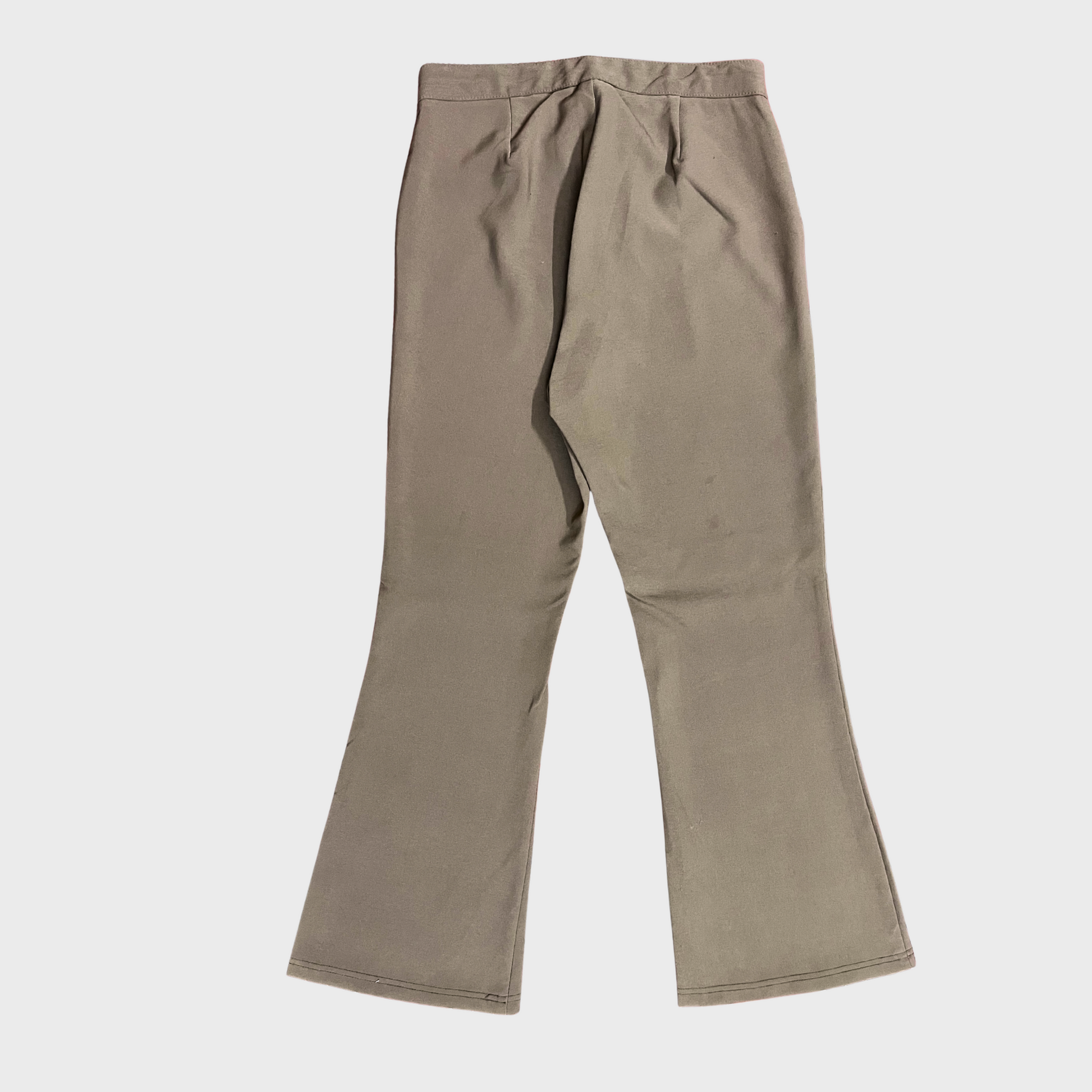 Women’s Flared Trousers in Bark Brown – Stretchy & Comfortable Size 28 | RAON