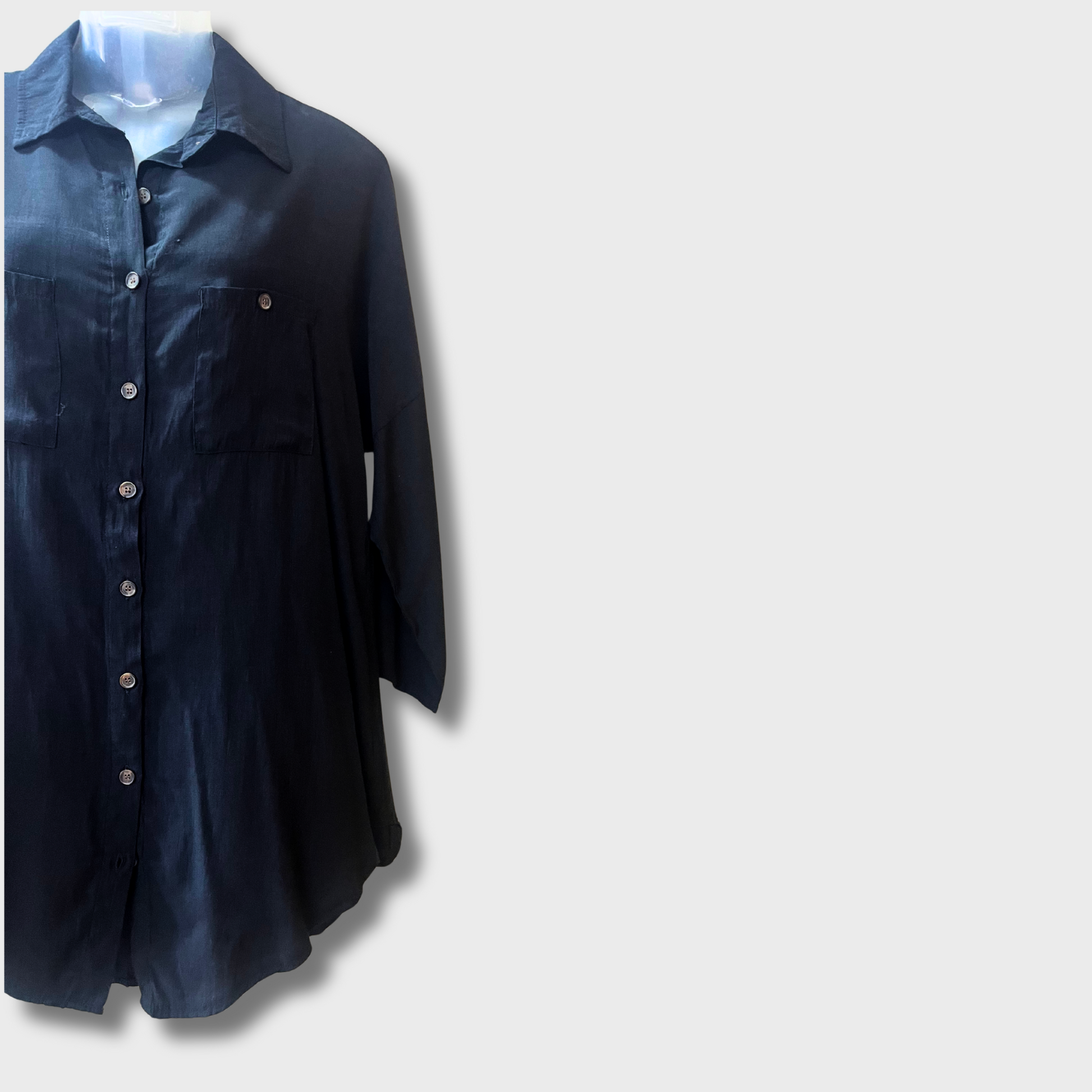 Women’s Black Loose Oversized Shirt – XL Size with Front Pockets | Perfect for Outings & College Wear
