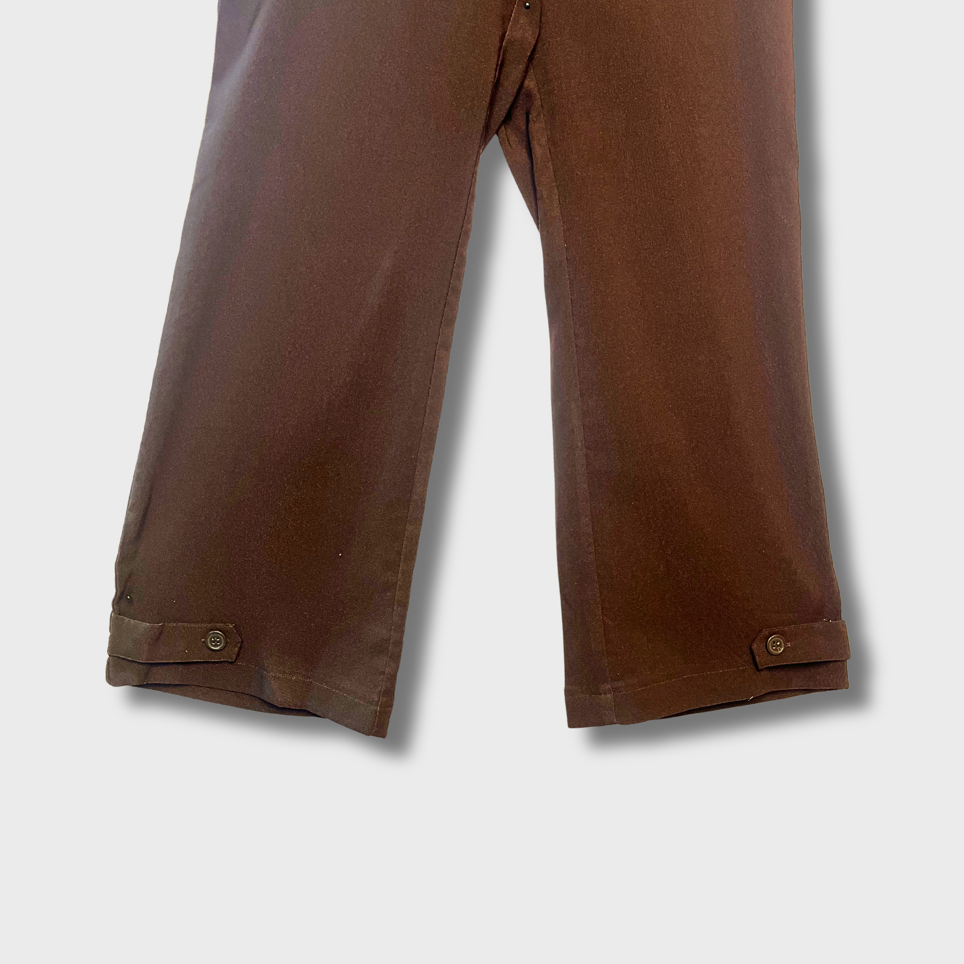 Women’s Brown Office Trousers – Size 28 Waist | Mia Linea® Straight Leg Dress Pants with Button Detail