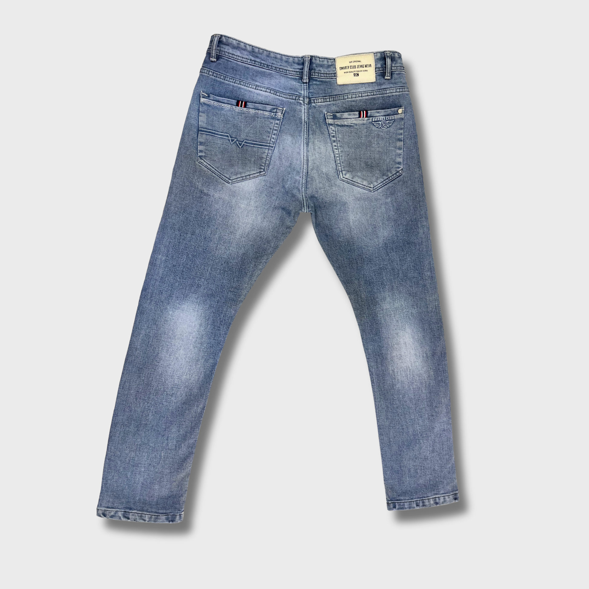 Men’s Blue Denim Ripped Jeans – Size 34 Waist | Smarty Club® Classic Fit & Comfort