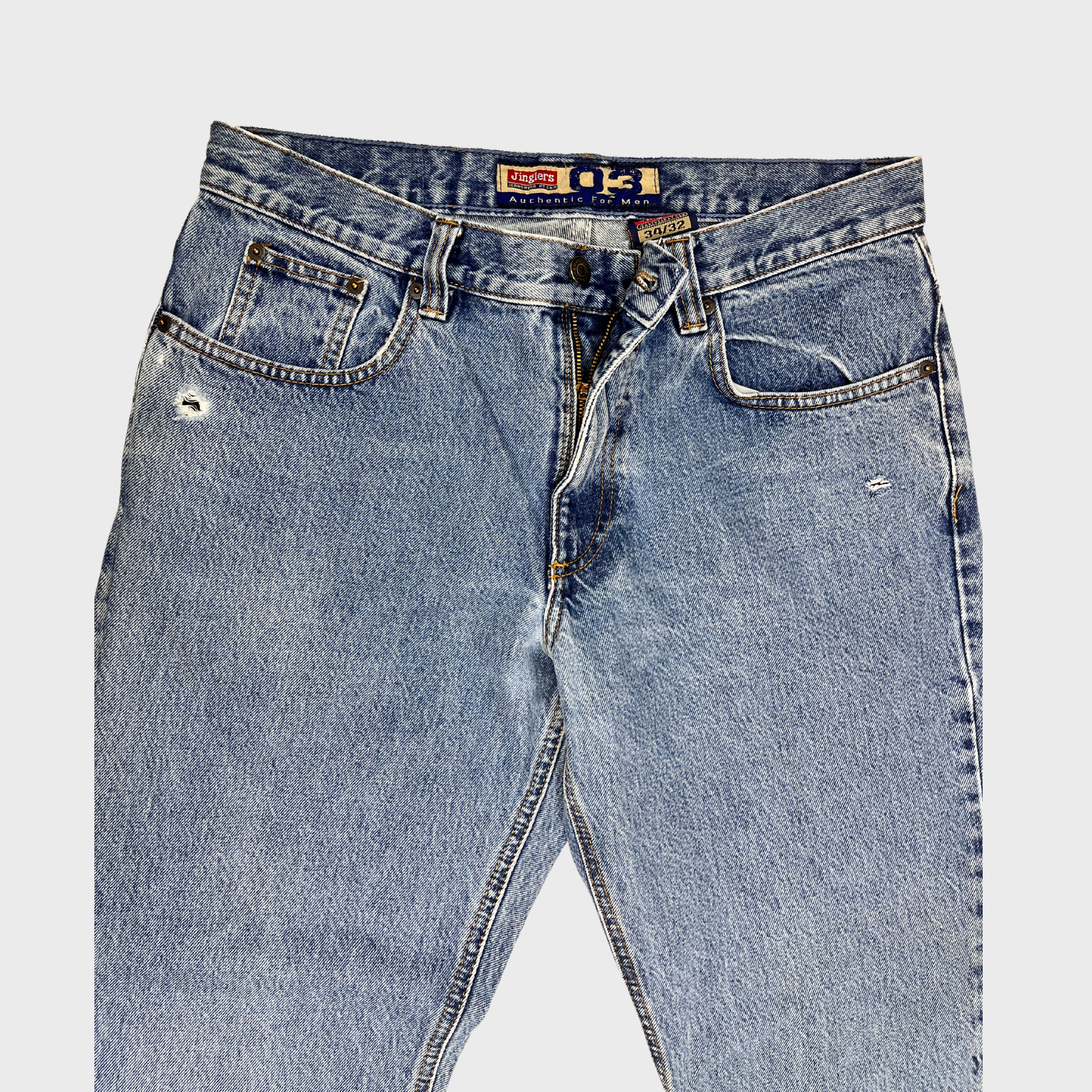 Men's Light Blue Wide Leg Denim Jeans - 34 Waist | Vintage Style Classic Fit by Jinglers® – Comfort & Durability