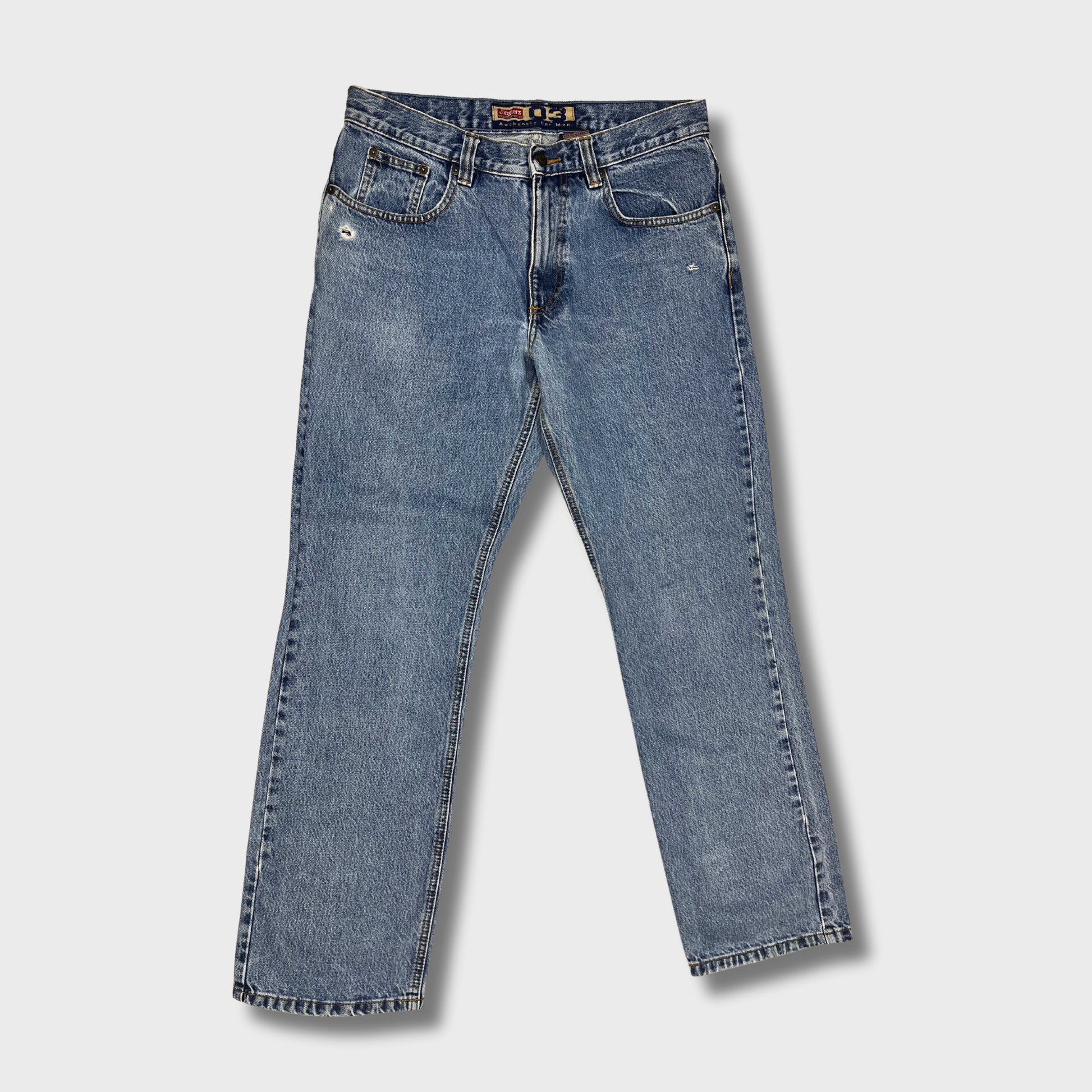 Men's Light Blue Wide Leg Denim Jeans - 34 Waist | Vintage Style Classic Fit by Jinglers® – Comfort & Durability