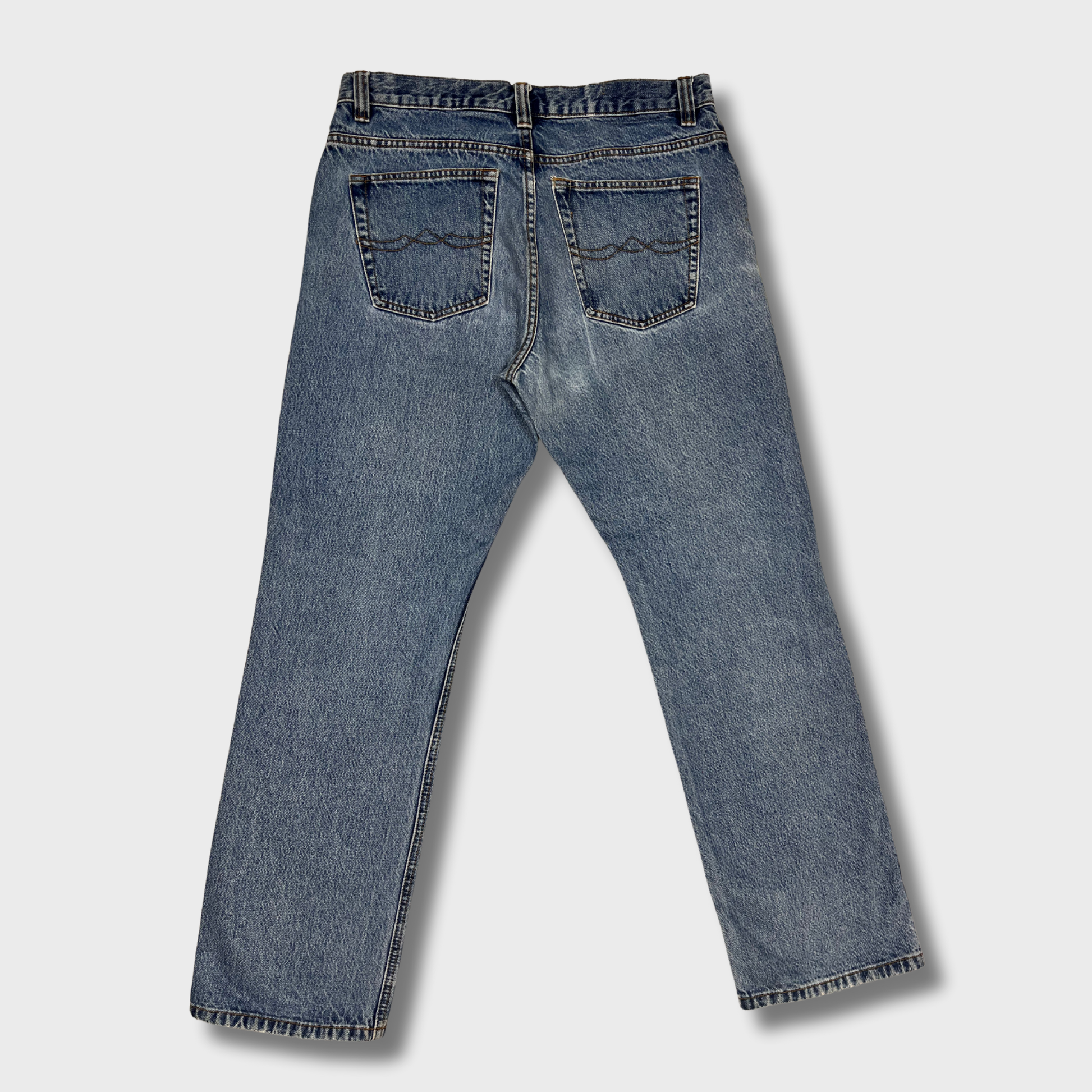Men's Light Blue Wide Leg Denim Jeans - 34 Waist | Vintage Style Classic Fit by Jinglers® – Comfort & Durability