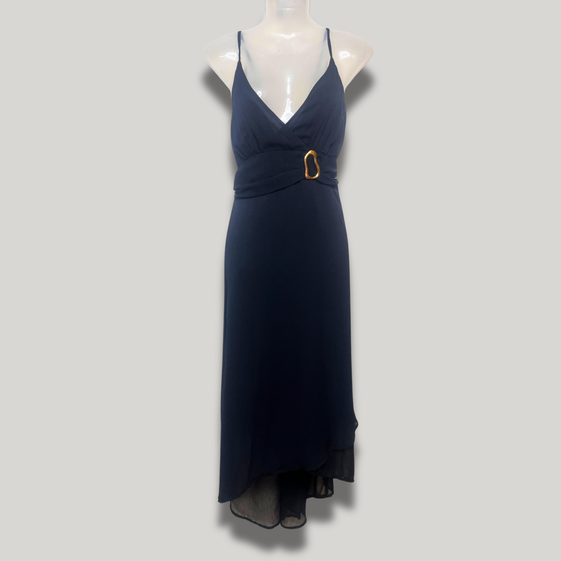 Women’s Black Elegant Flowy Long Dress – Spaghetti Strap Size M | M Squitos® Chic Evening Gown