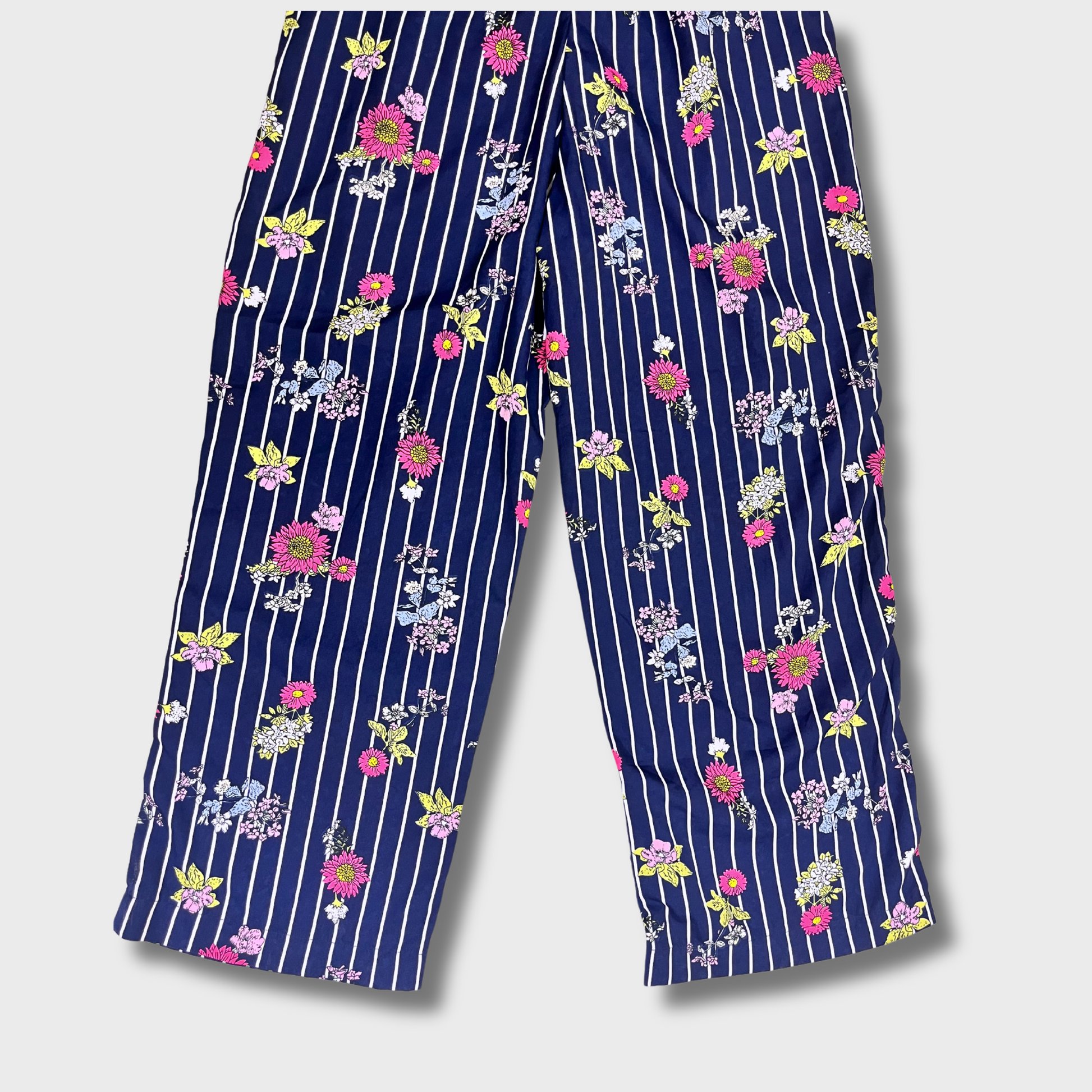 Women's Floral Printed Navy Blue Jumpsuit & Ruffled Sleeves & Cut-Out Back | Size XS | Slemor