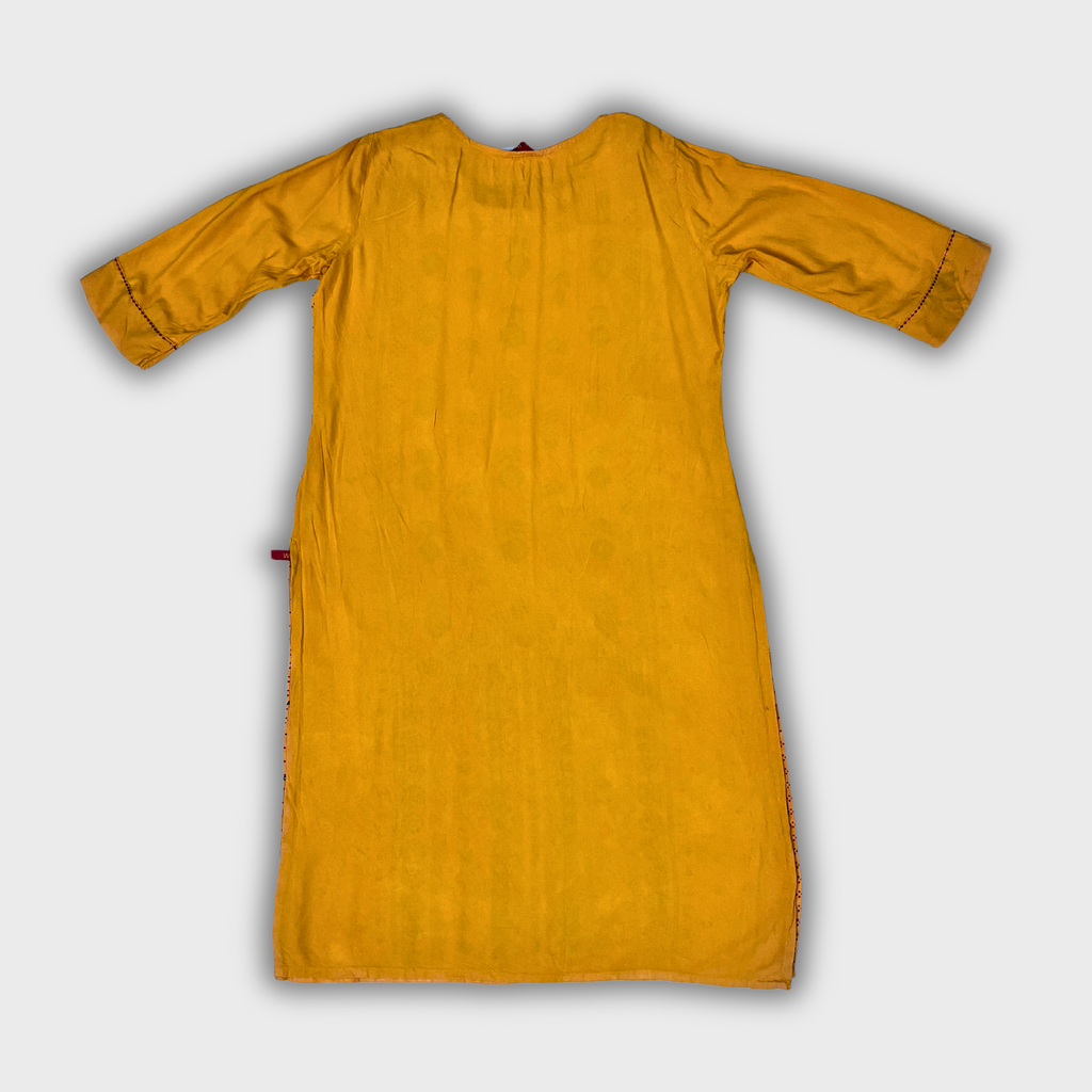Women’s Yellow Printed Kurti – Cotton Everyday Wear | Size M | Elegant & Stylish | BY KW™ Brand