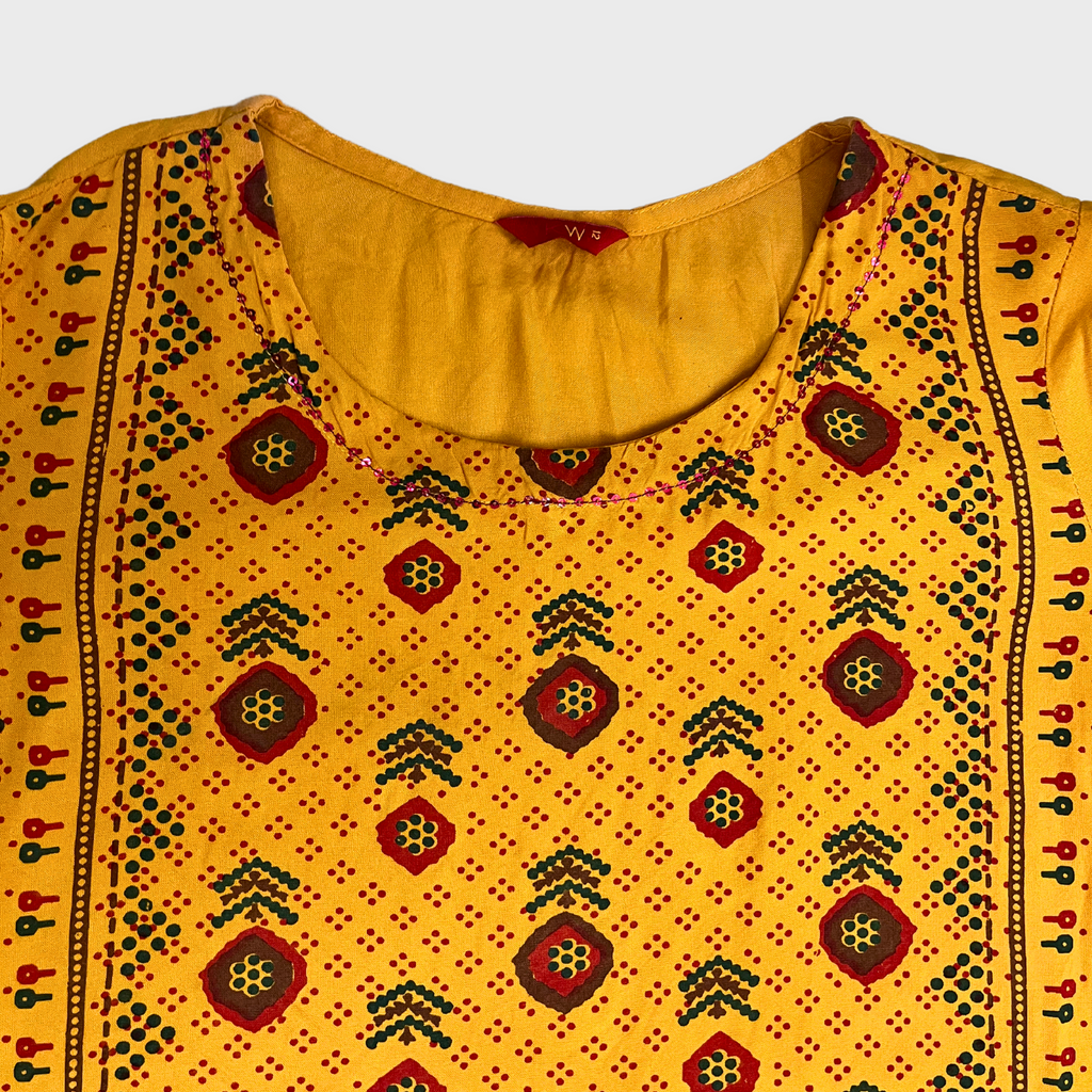 Women’s Yellow Printed Kurti – Cotton Everyday Wear | Size M | Elegant & Stylish | BY KW™ Brand