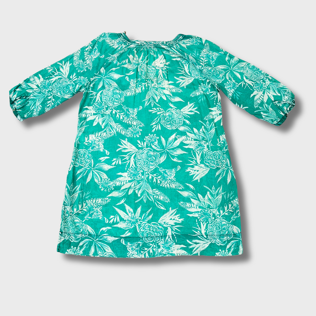 Women’s Light Green Floral Printed Short Kurti – Cotton, Breezy & Elegant | Size M | H&M