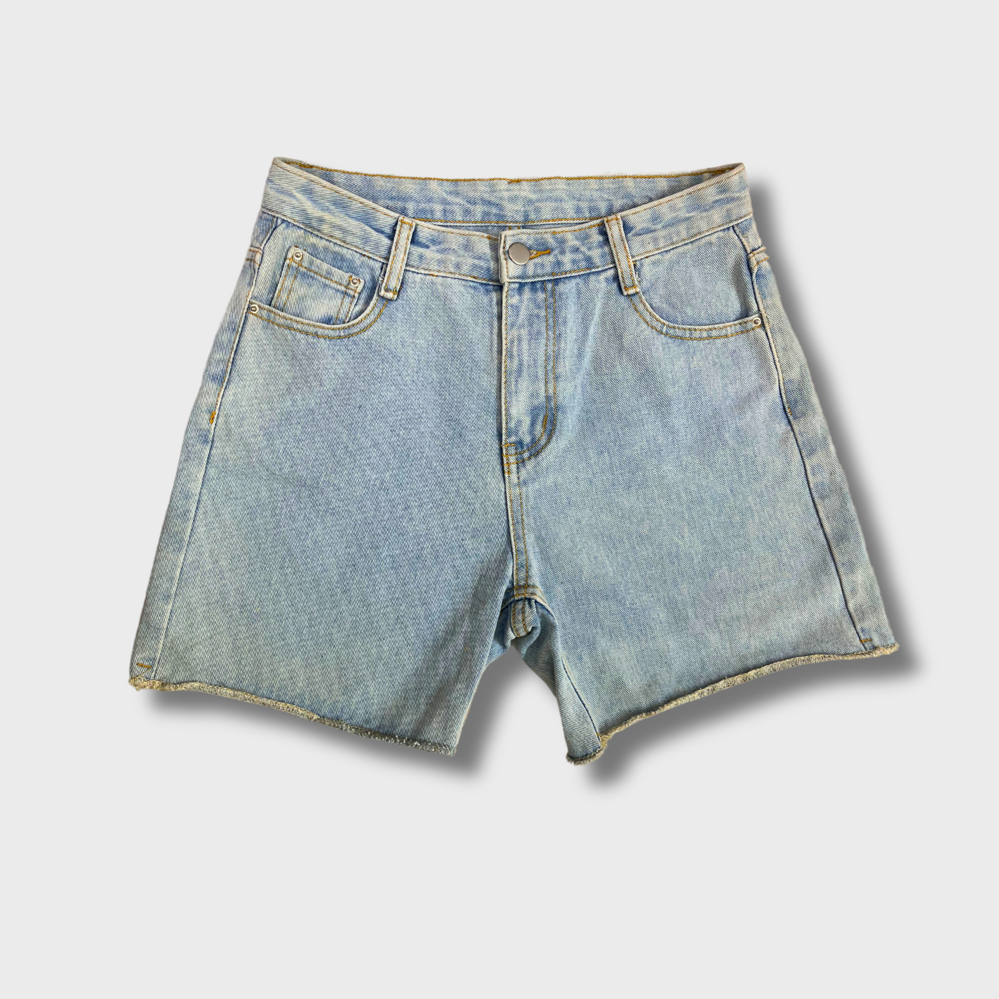 High-Waist Light Wash Denim Shorts for Women – Vintage Raw Hem