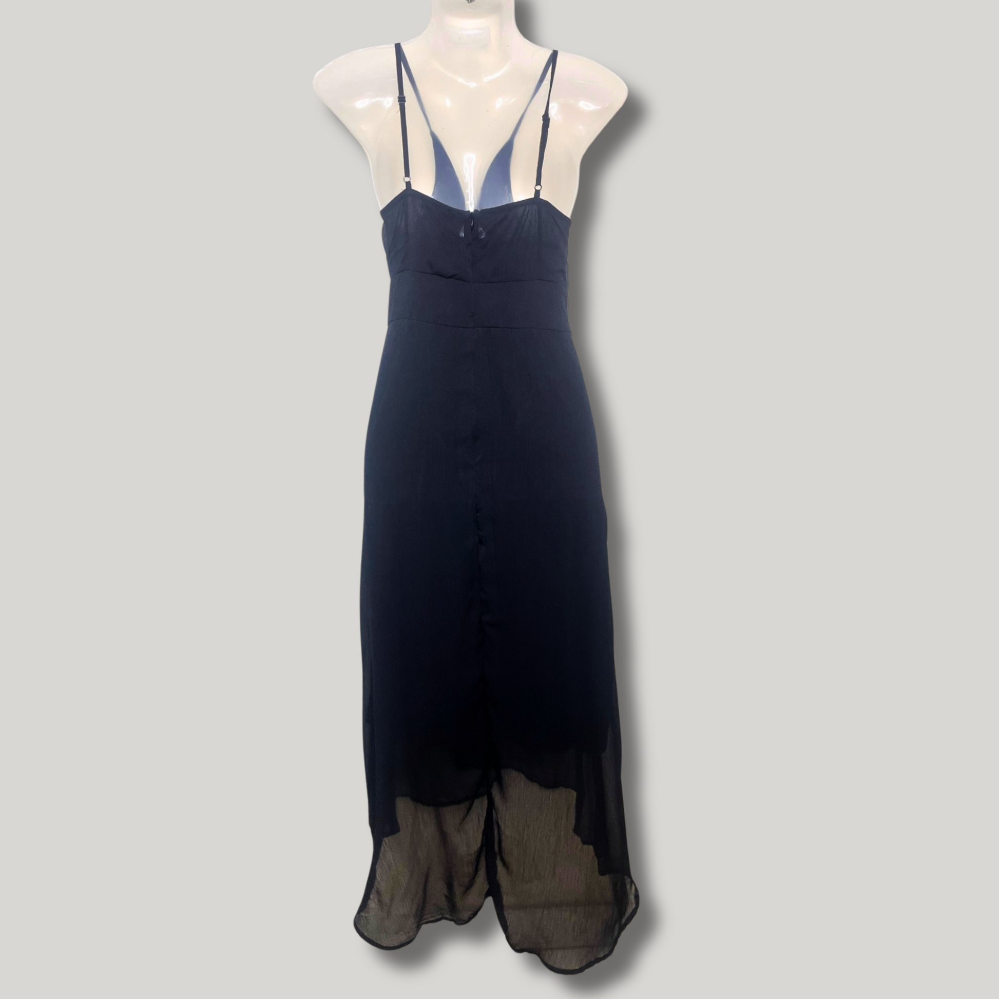 Women’s Black Elegant Flowy Long Dress – Spaghetti Strap Size M | M Squitos® Chic Evening Gown