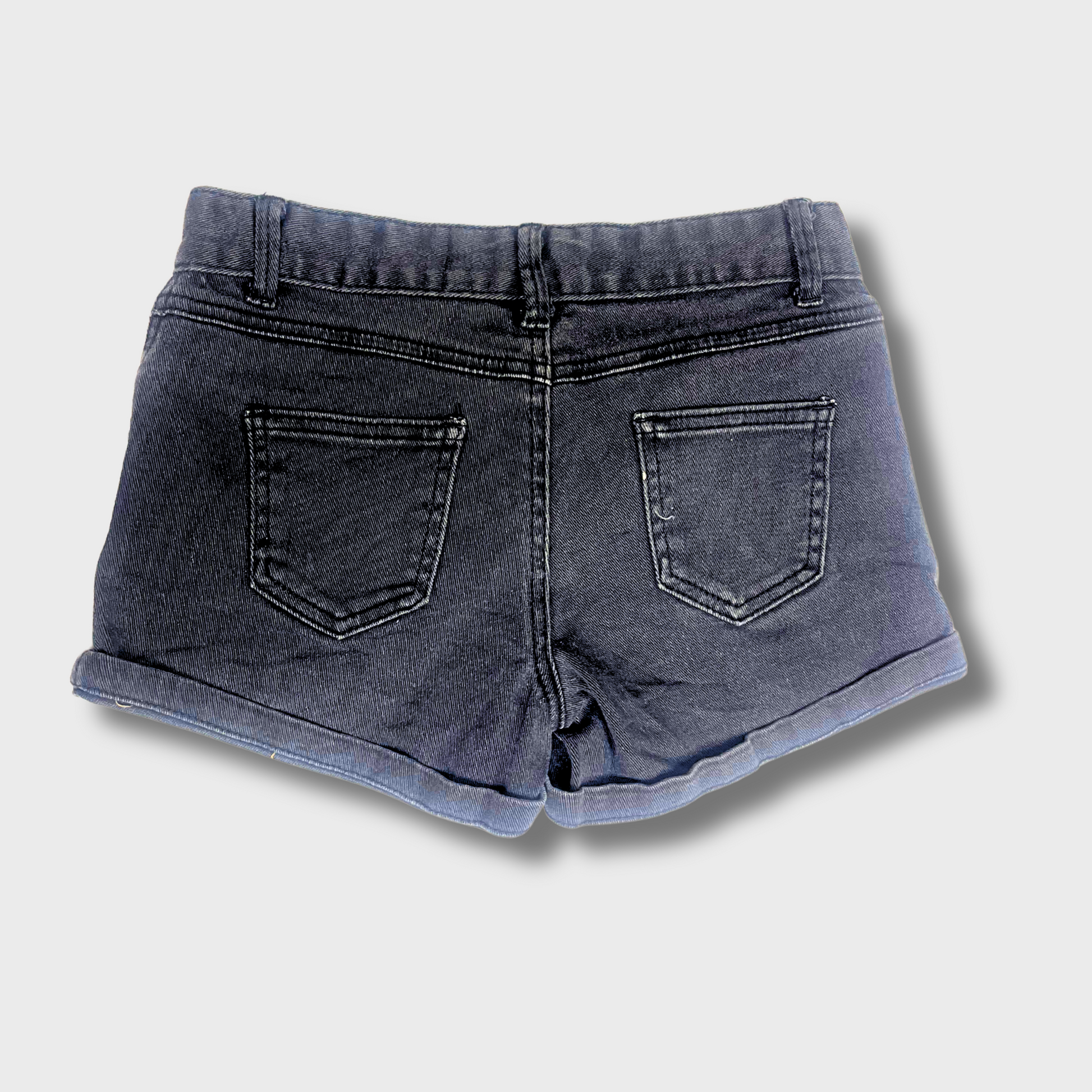 Women’s Vintage Charcoal Black Denim Shorts – Size 24 Waist | Retro Styling by Rivers®