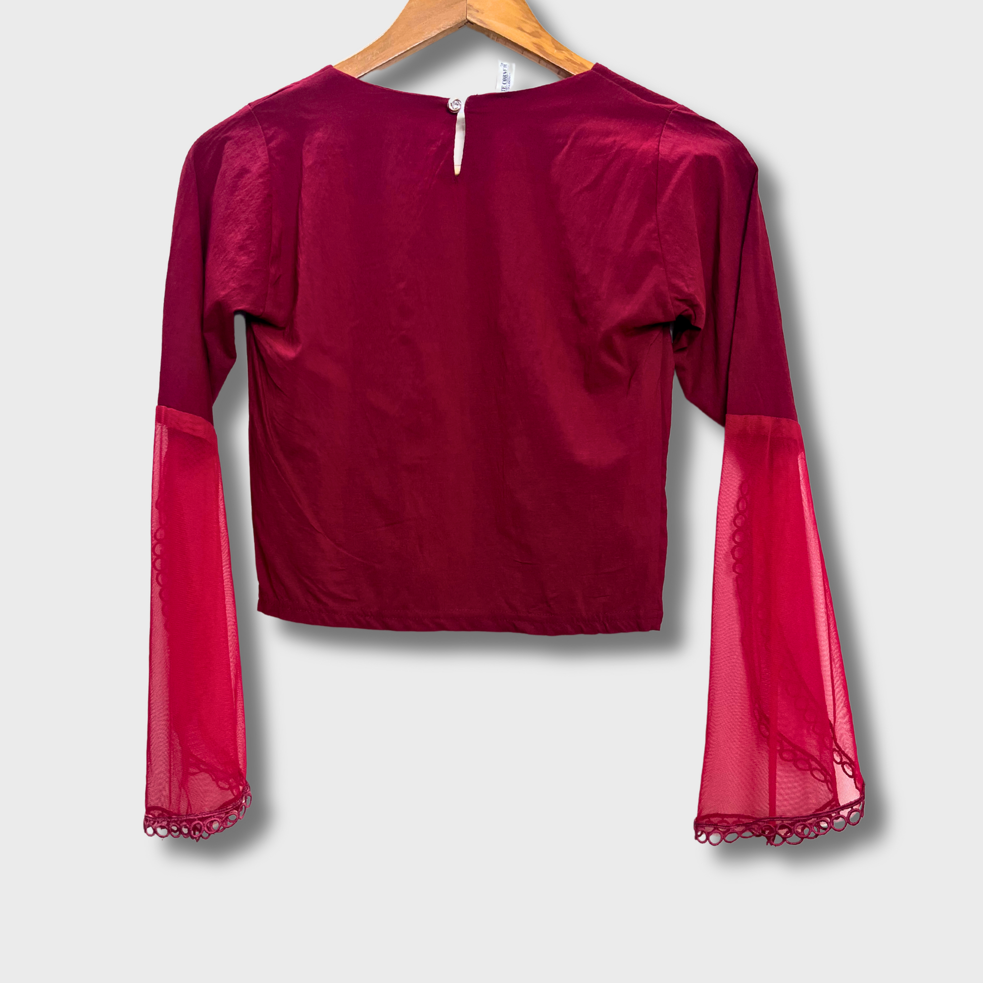 Women’s Fancy Maroon Top with Belle Sleeves – Size S | Cute Corner Collection® Elegant Blouse