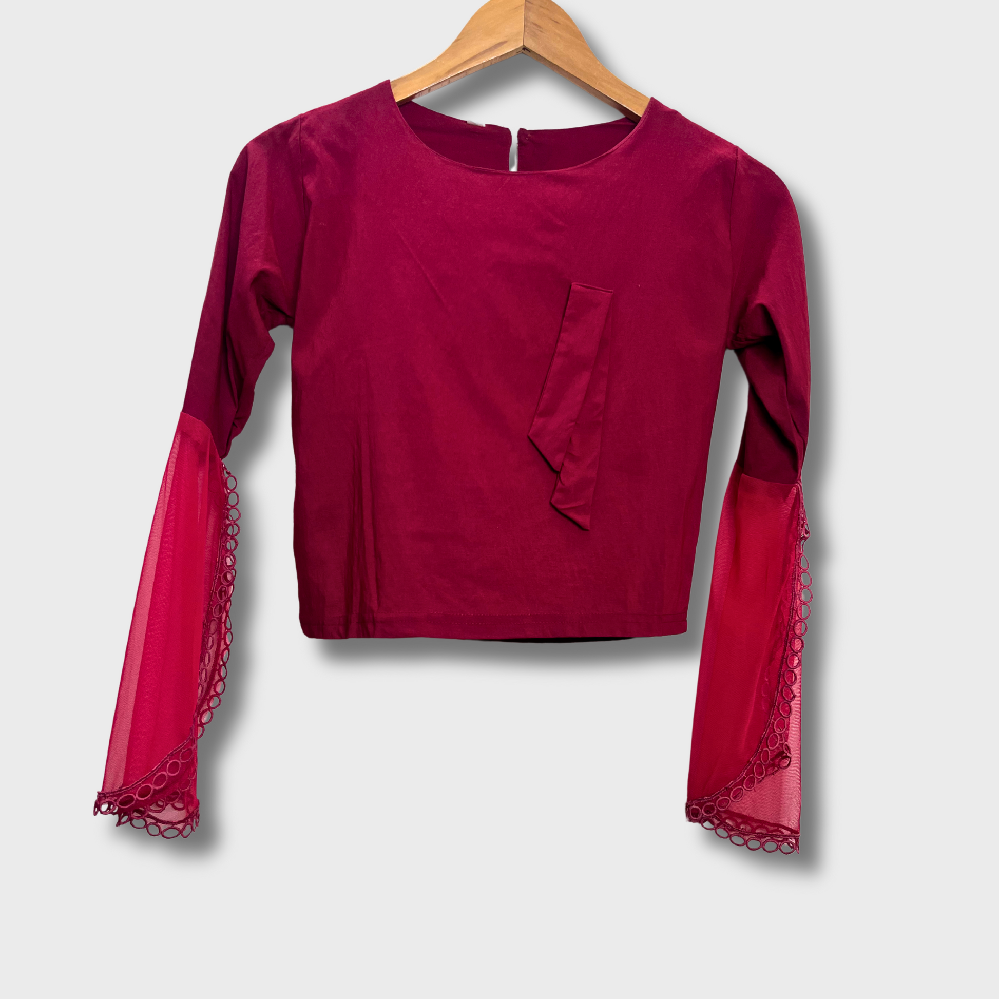 Women’s Fancy Maroon Top with Belle Sleeves – Size S | Cute Corner Collection® Elegant Blouse