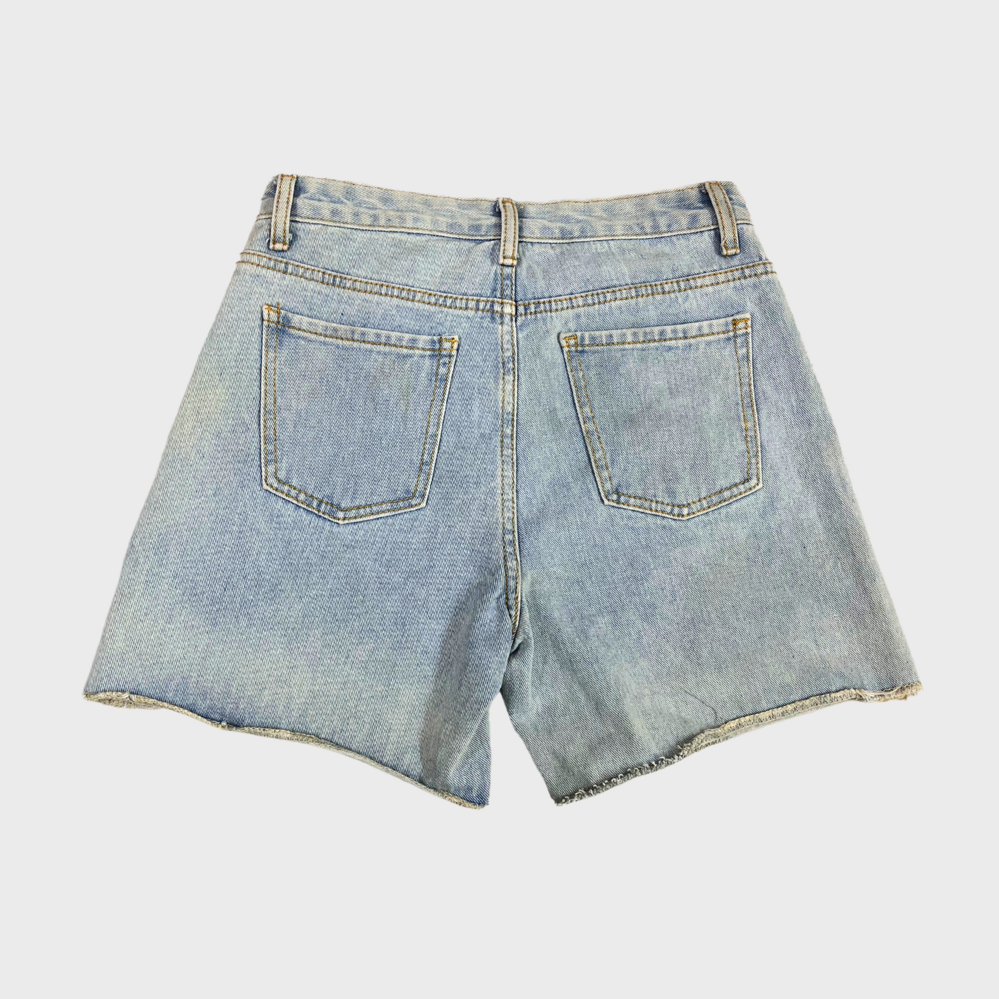 High-Waist Light Wash Denim Shorts for Women – Vintage Raw Hem