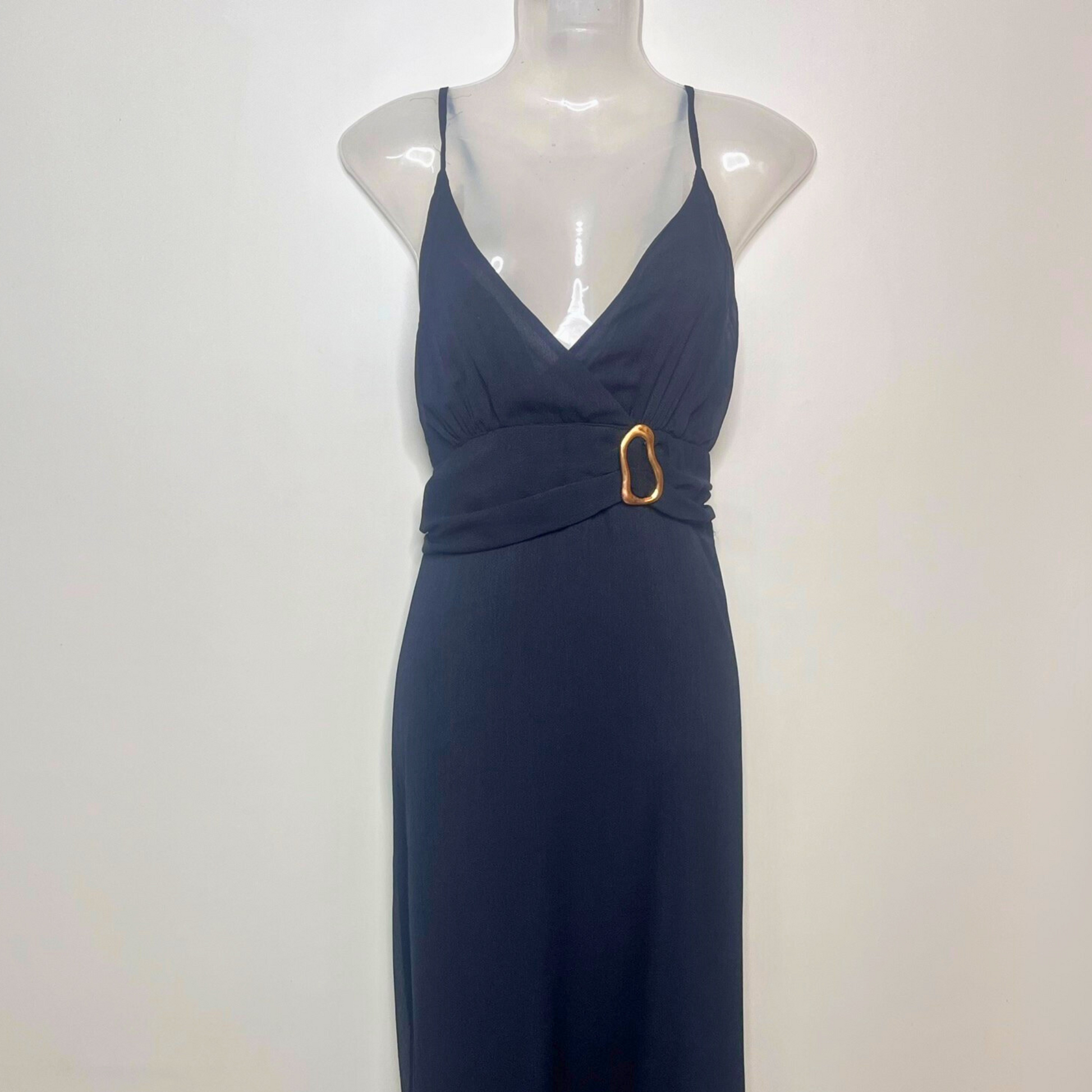 Women’s Black Elegant Flowy Long Dress – Spaghetti Strap Size M | M Squitos® Chic Evening Gown