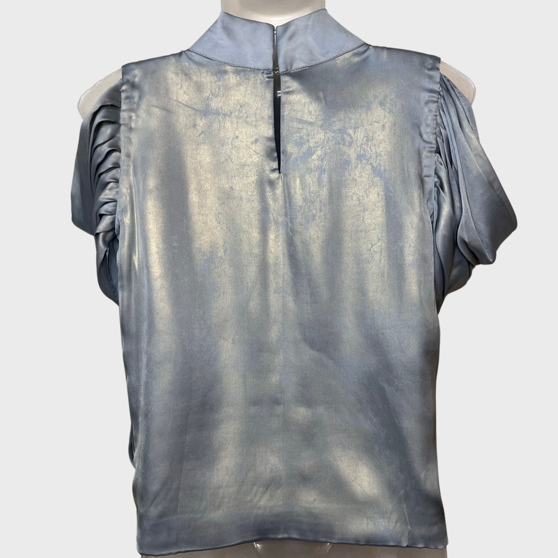 Women’s Silver Sleeveless Top – Plunged Neckline & Chic Style | Size M