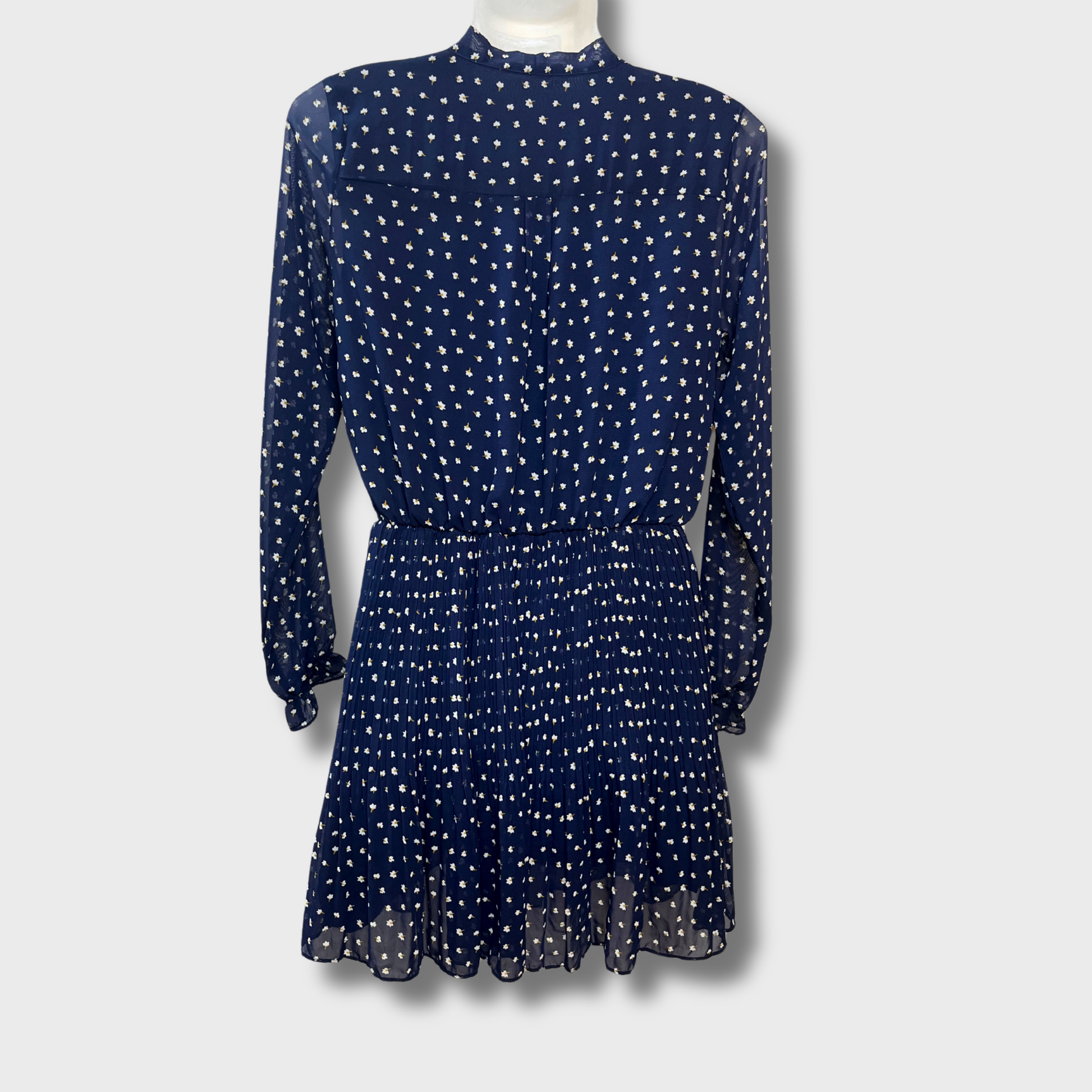 Women’s Printed Georgette Dress – Floral Summer Dress with Tie Ribbon Collar & Waist Band