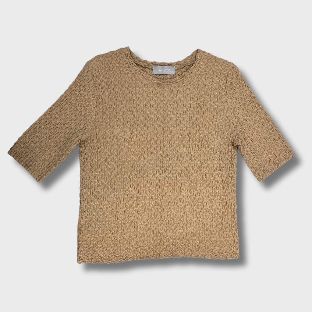 Women's Beige Crinkled Top & Size M | Naning 9  Â® Effortless Boho Chic Style