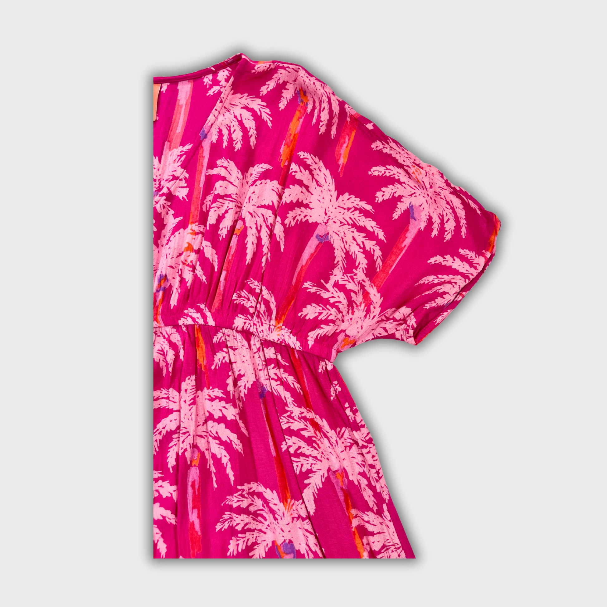 Women’s Pink Printed Pamplom Top with Waist Tie – Size S | Ellie Whittaker® Boho Chic Style