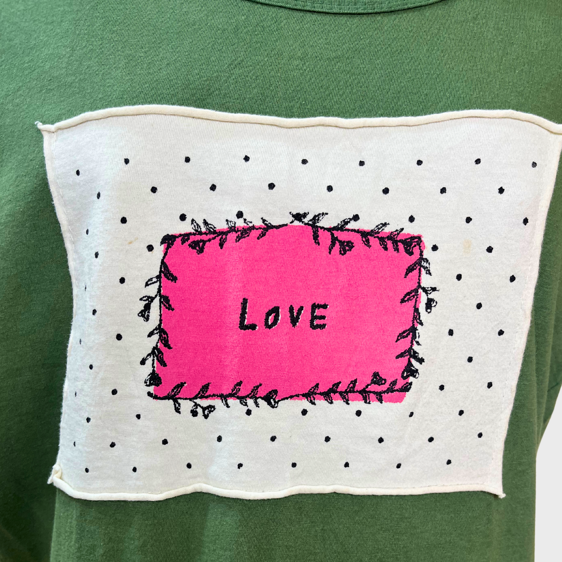 Women’s Casual Green T-Shirt with Cute Love Detail – Half Sleeves | Size S by StarGirl