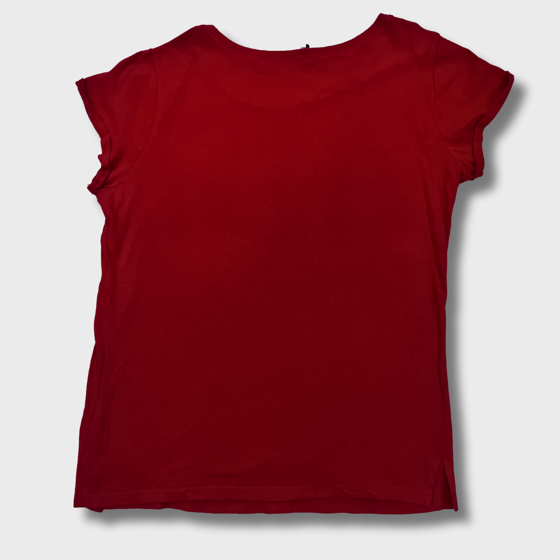 Women’s Cat Print Red T-Shirt – Size L | Cute & Casual Graphic Tee for Cat Lovers