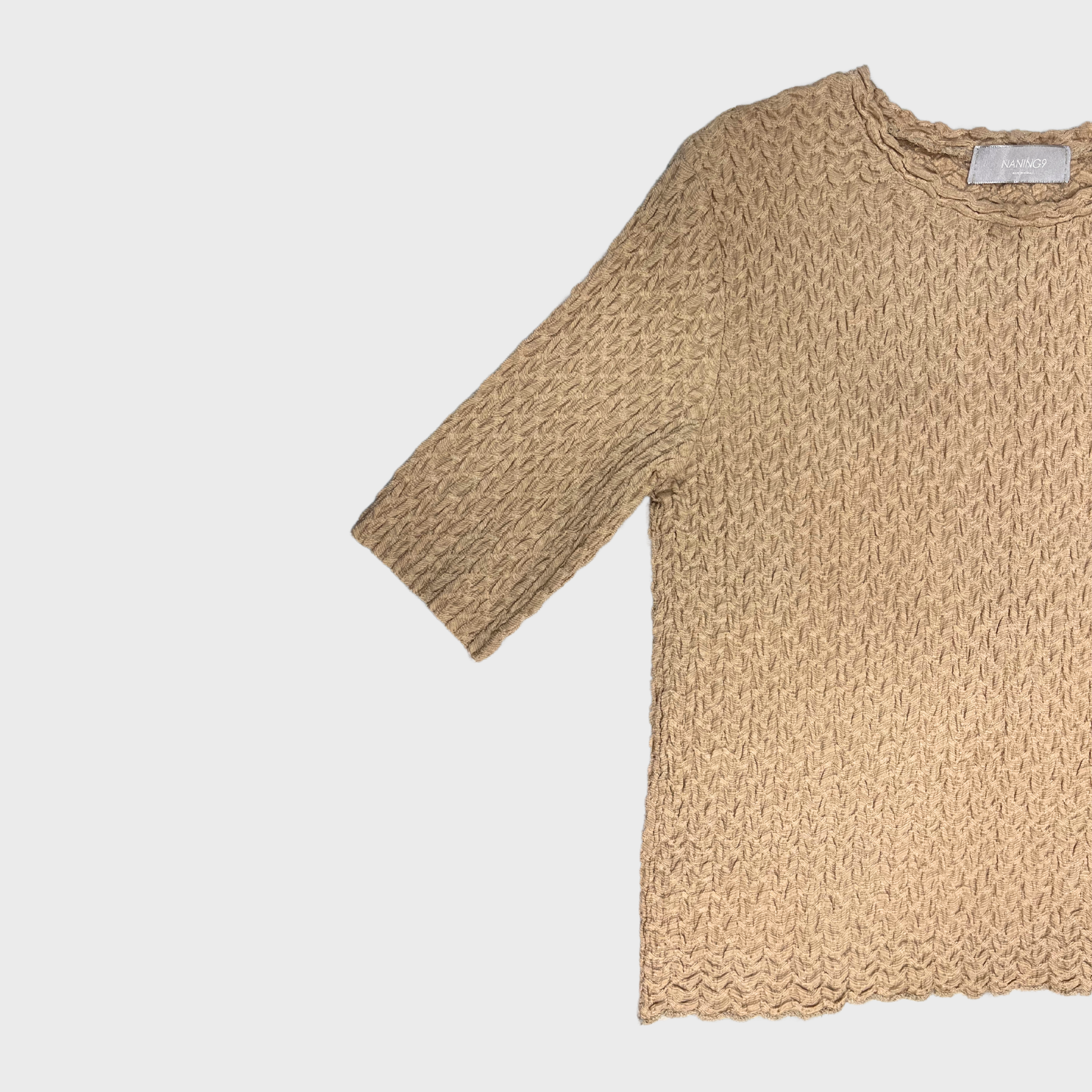 Women's Beige Crinkled Top & Size M | Naning 9  Â® Effortless Boho Chic Style