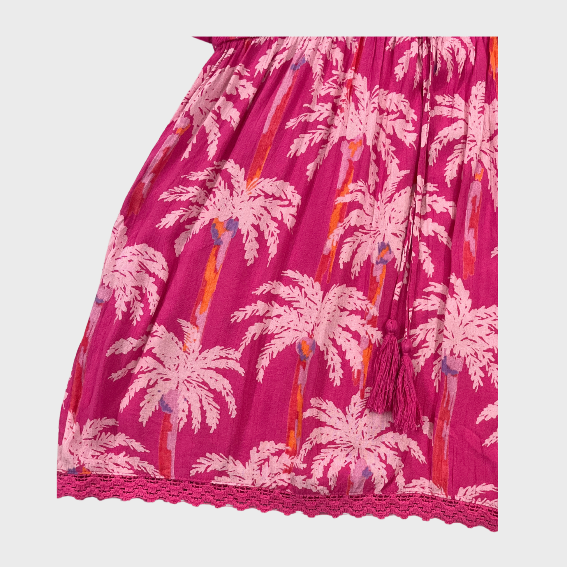 Women’s Pink Printed Pamplom Top with Waist Tie – Size S | Ellie Whittaker® Boho Chic Style