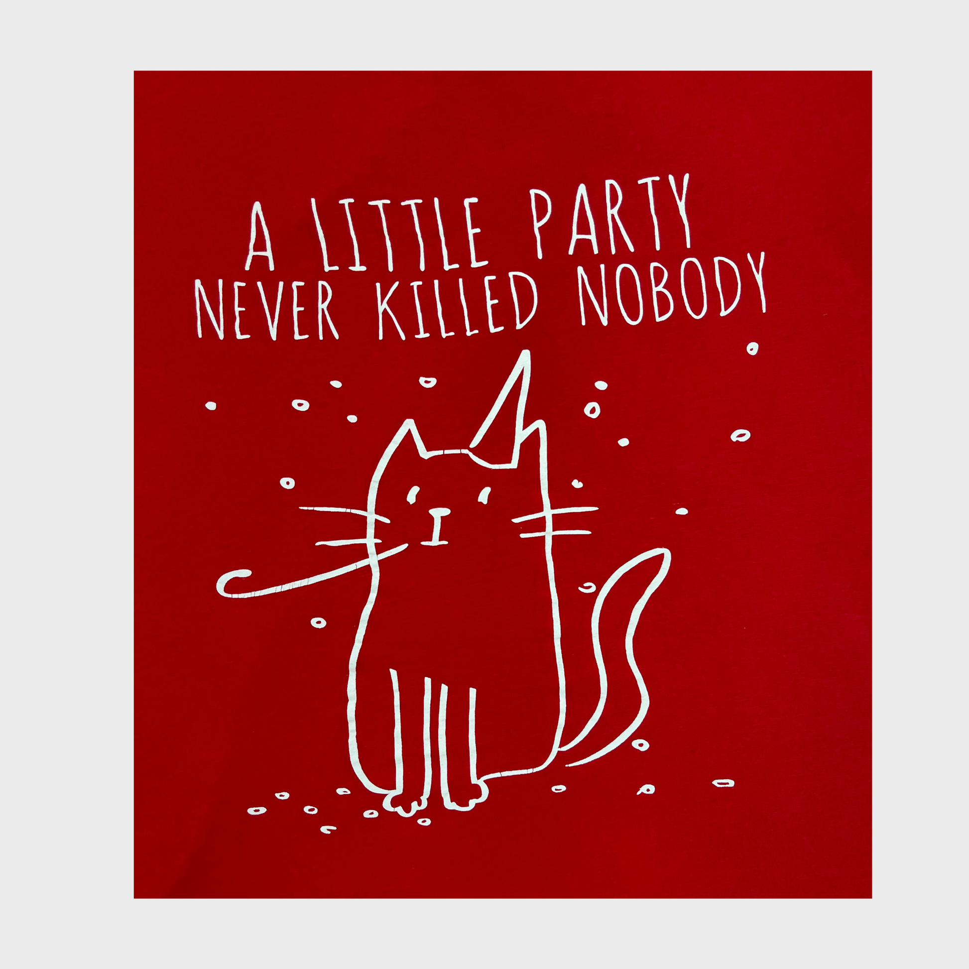 Women’s Cat Print Red T-Shirt – Size L | Cute & Casual Graphic Tee for Cat Lovers