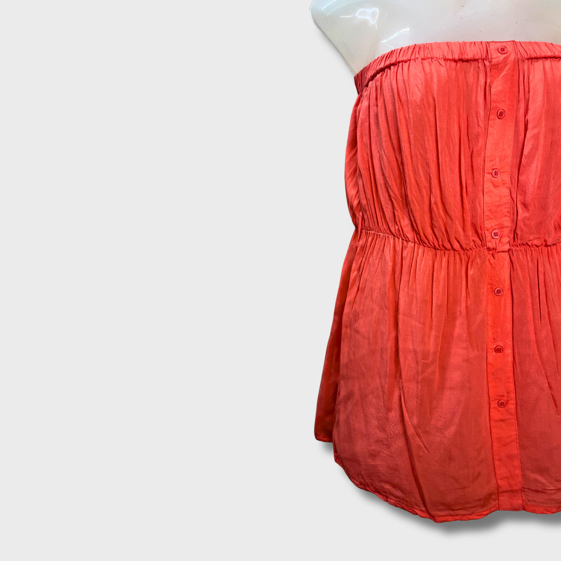 Women’s Fluorescent Pink Tube Top – Dressy Cotton Stretch Fit w/ Button Detail | Size S by LOOK