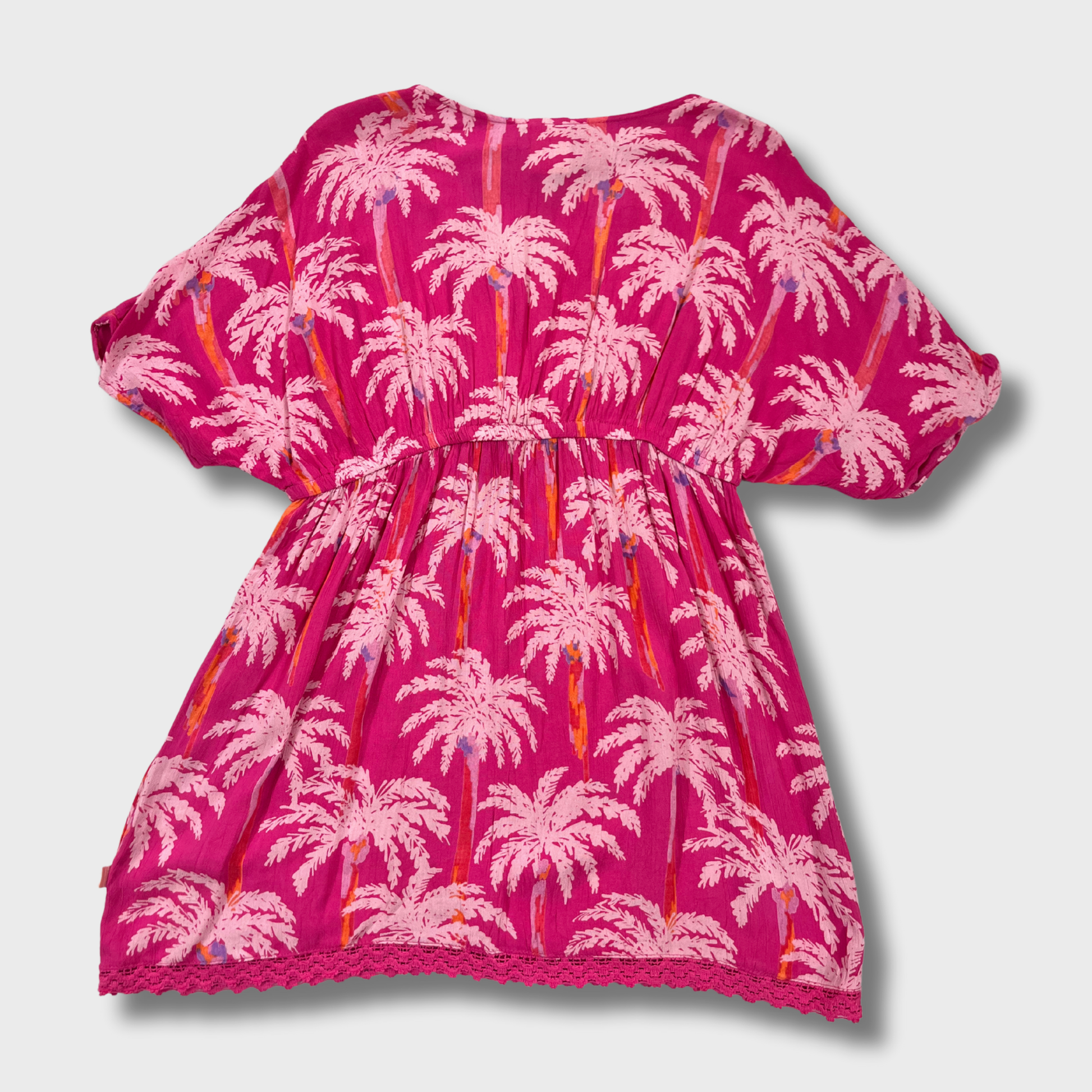 Women’s Pink Printed Pamplom Top with Waist Tie – Size S | Ellie Whittaker® Boho Chic Style