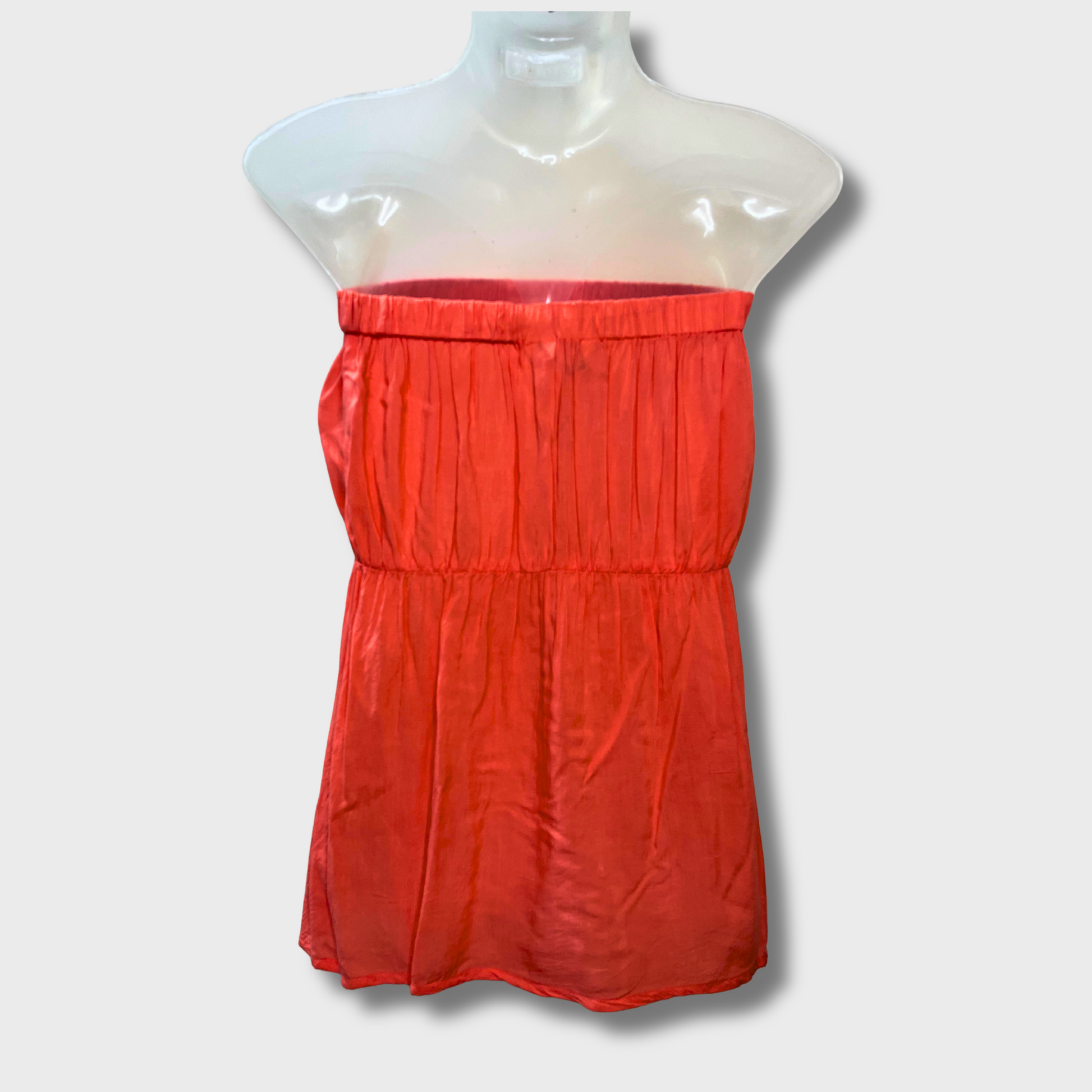 Women’s Fluorescent Pink Tube Top – Dressy Cotton Stretch Fit w/ Button Detail | Size S by LOOK