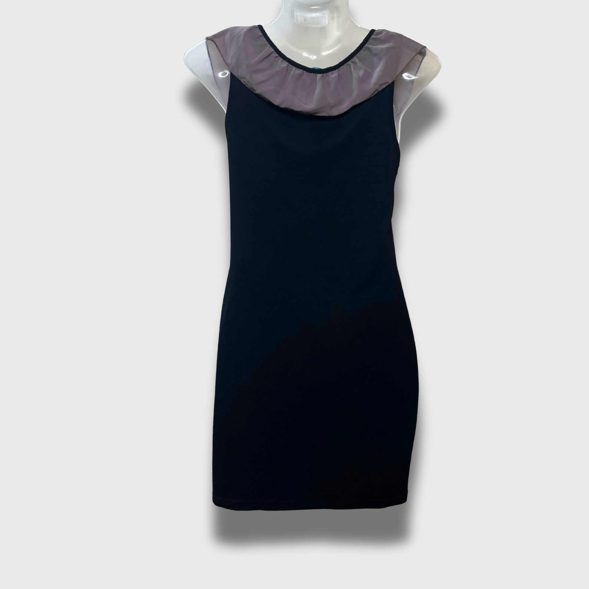 Women’s Chic Sleeveless Bodycon Dress – Black Size M | Ruffled Detail & Figure-Hugging Fit