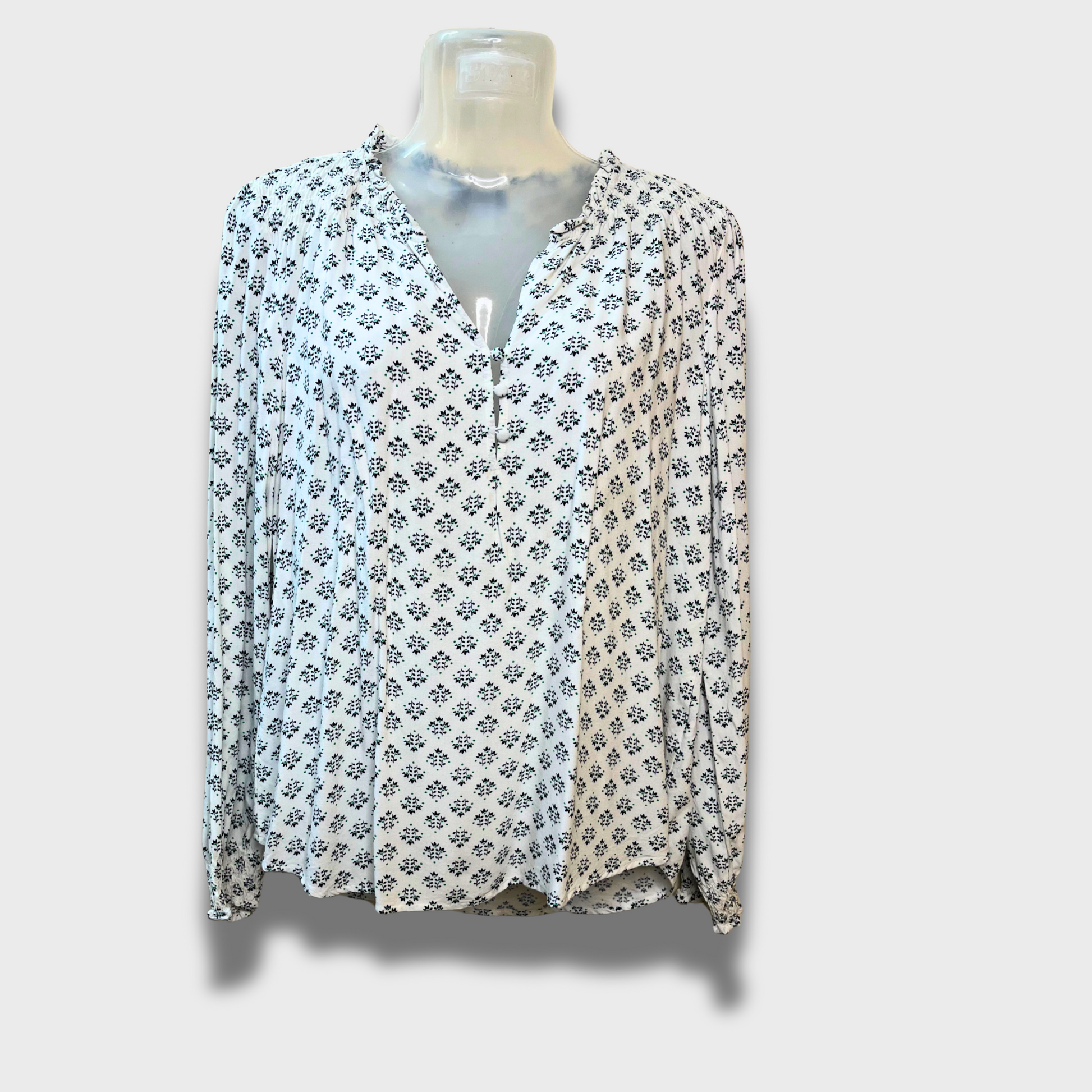 Women’s Casual Printed Top – Breathable Cotton, Full Sleeves | Size L by Yessica C&A