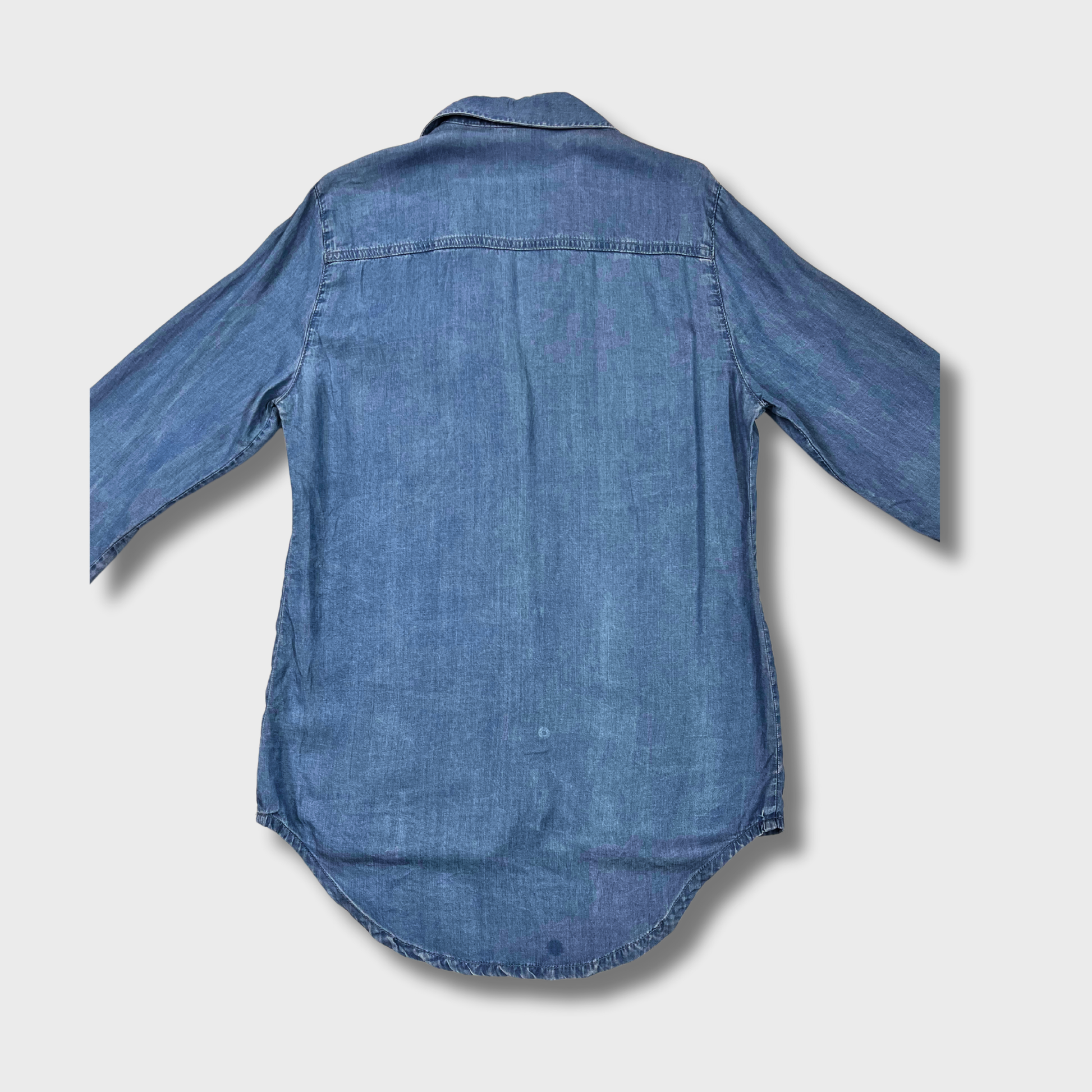 Women’s Denim Blue Cotton Shirt – Size XS | WASSAUO® Classic Comfort & Style
