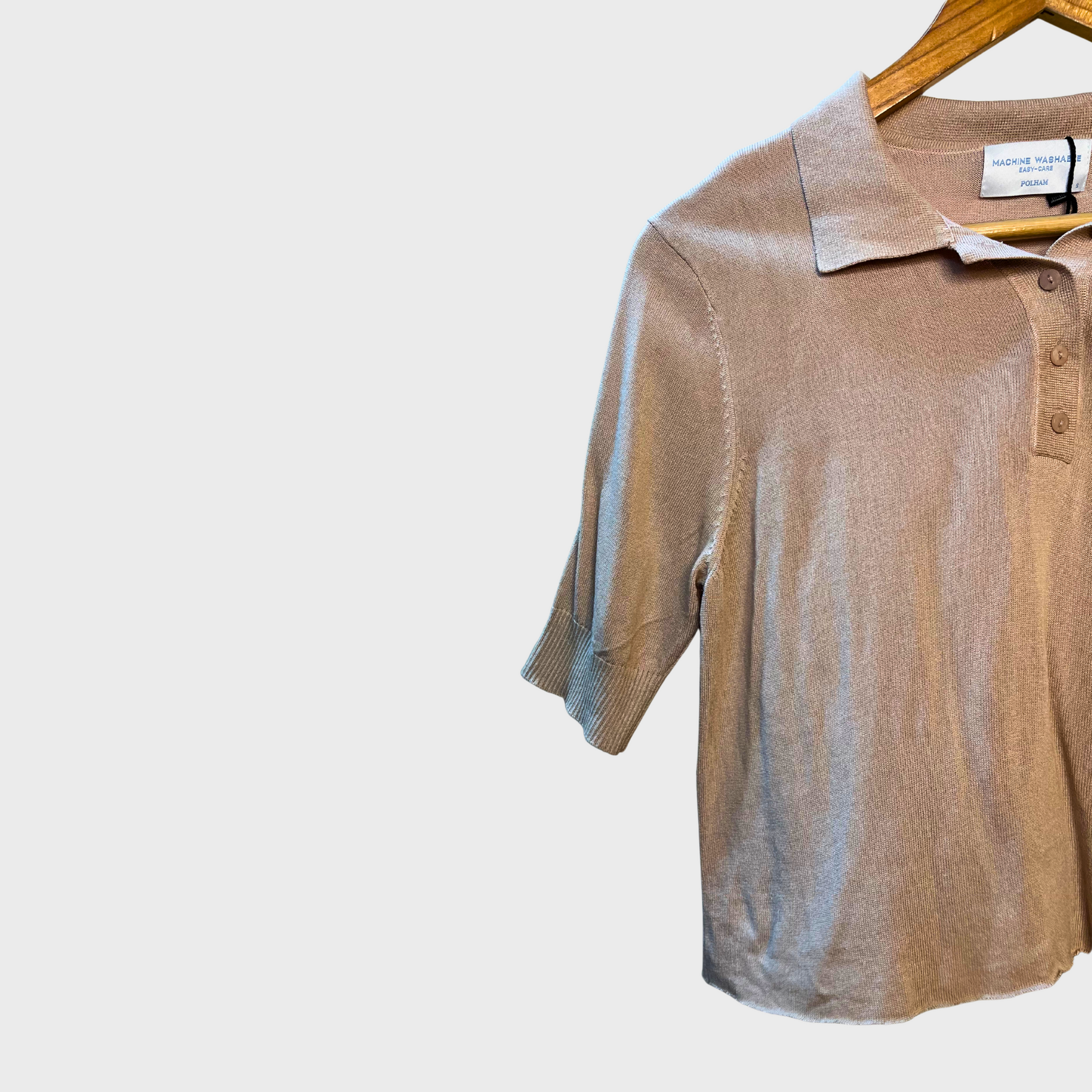 Women’s Beige Crop Polo T-Shirt – Size S | POLHAN Classic & Chic Style